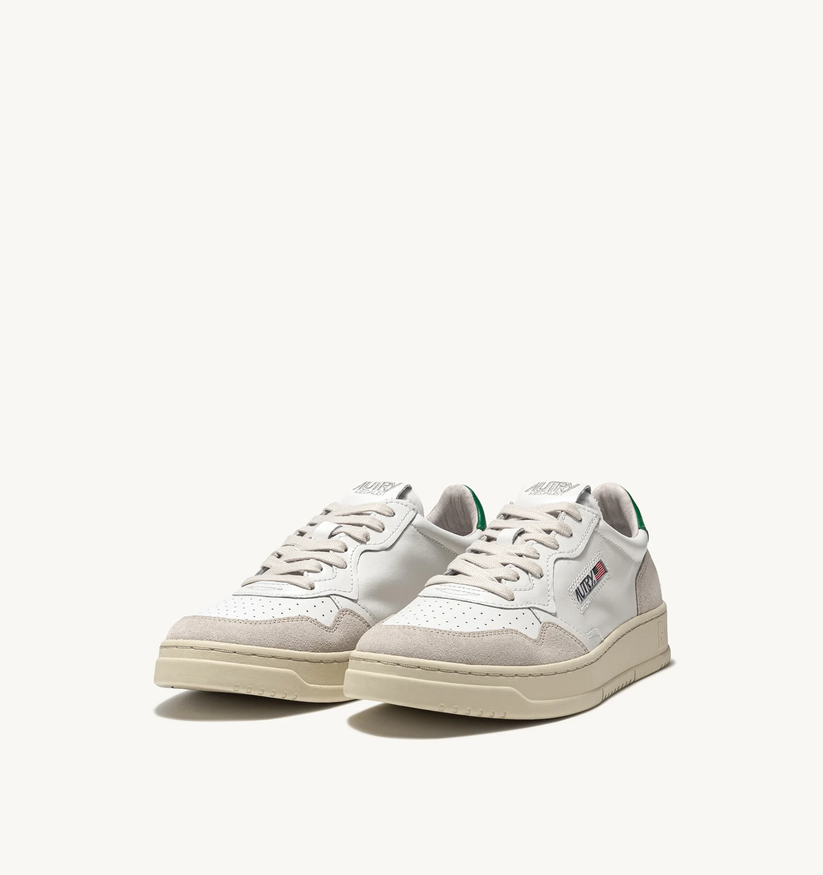 MEDALIST LOW SNEAKERS IN WHITE AND AMAZON LEATHER AND BEIGE SUEDE