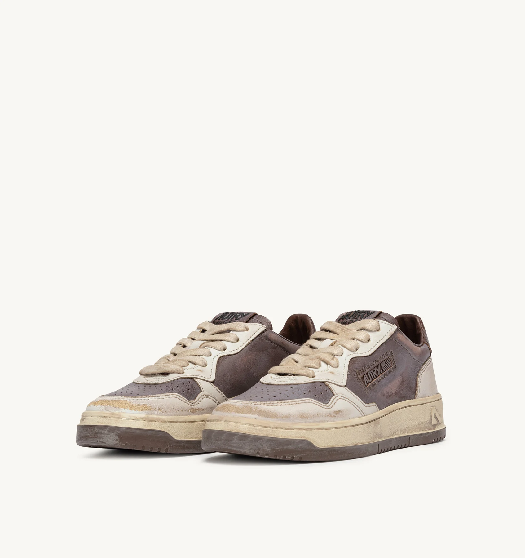 SUPER VINTAGE MEDALIST LOW SNEAKERS IN MUD PATRIDGE AND WHITE LEATHER