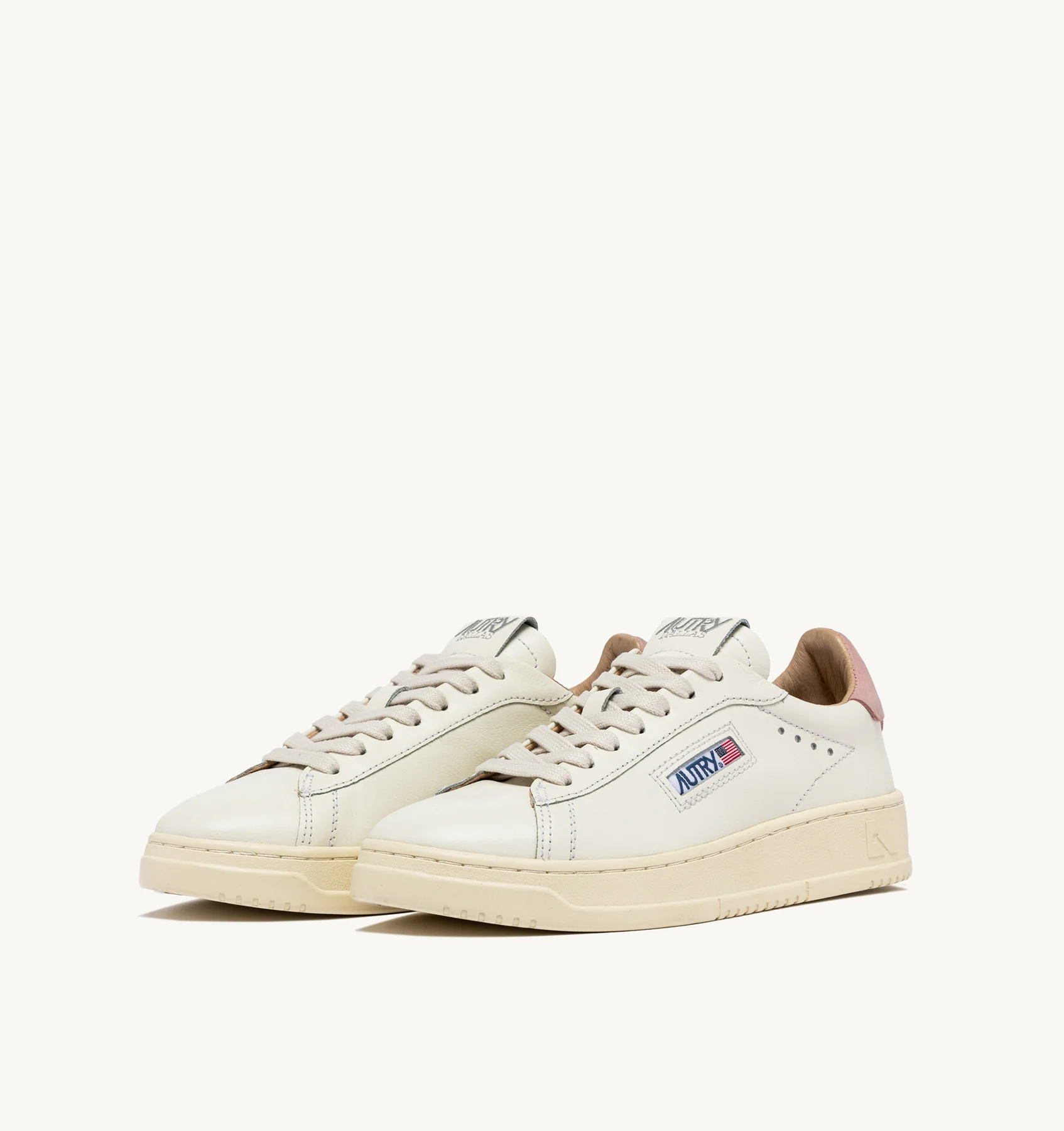 DALLAS LOW SNEAKERS IN WHITE AND POWDER PINK LEATHER