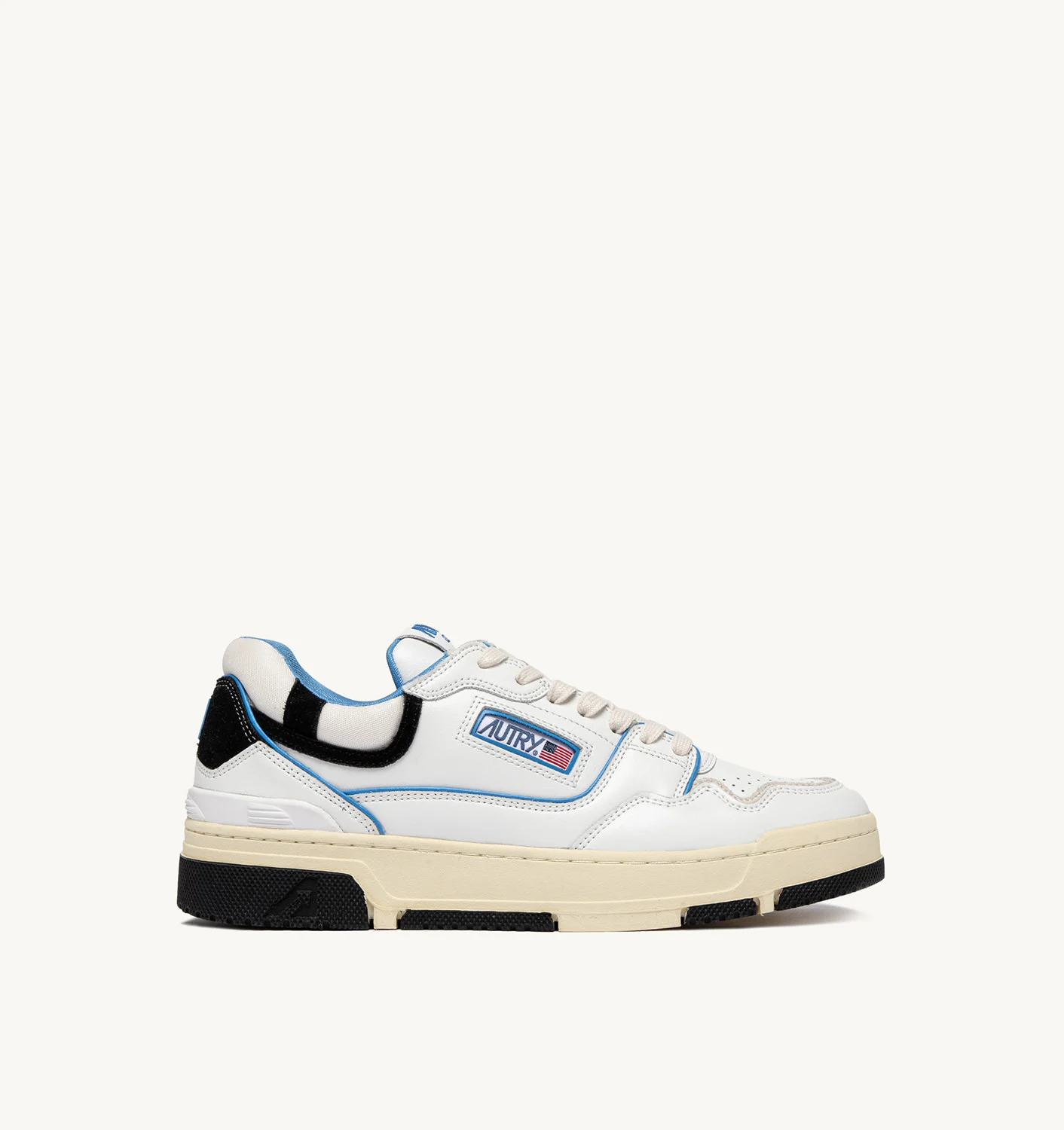 CLC SNEAKERS IN WHITE/AZURE LEATHER AND BLACK SUEDE