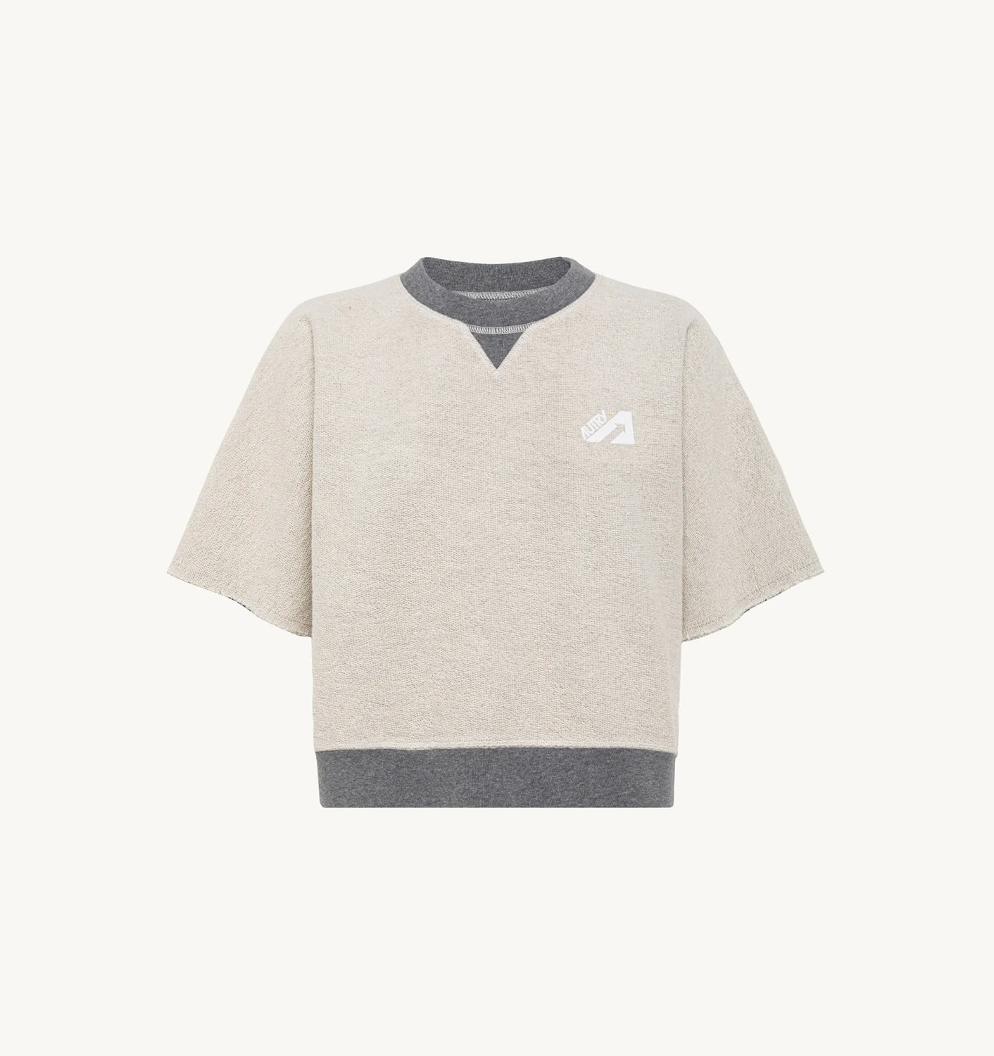 CROPPED SWEATSHIRT IN MELANGE GRAY COTTON JERSEY