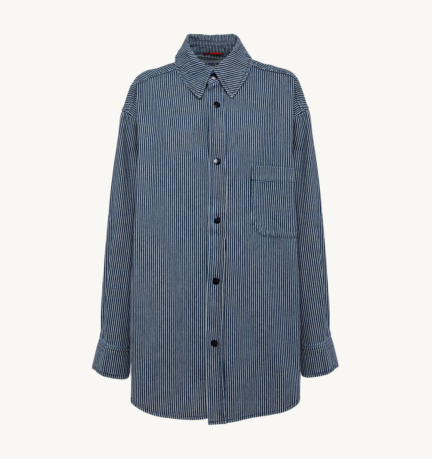 OVERSIZED UNISEX FIT STRIPED SHIRT IN COTTON DENIM COLOR BLUE WHITE