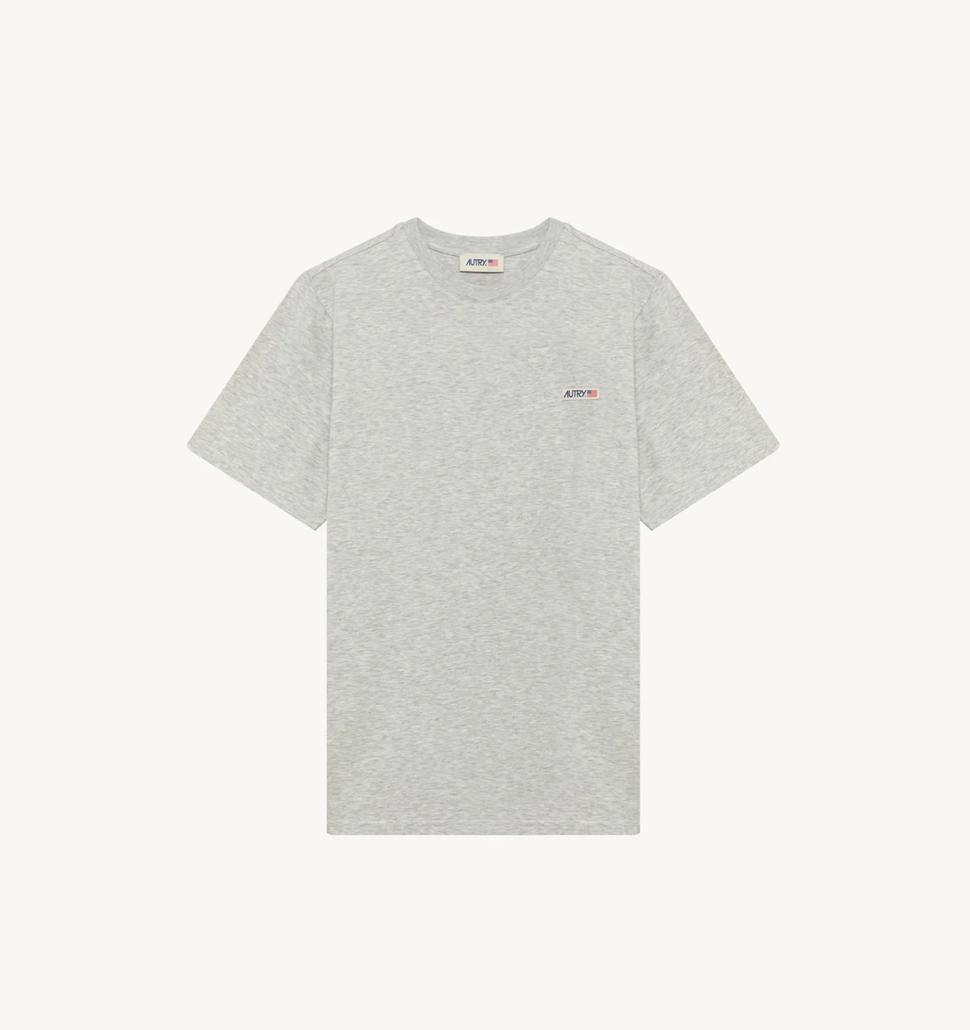 T-SHIRT IN GRAY COTTON WITH LABEL
