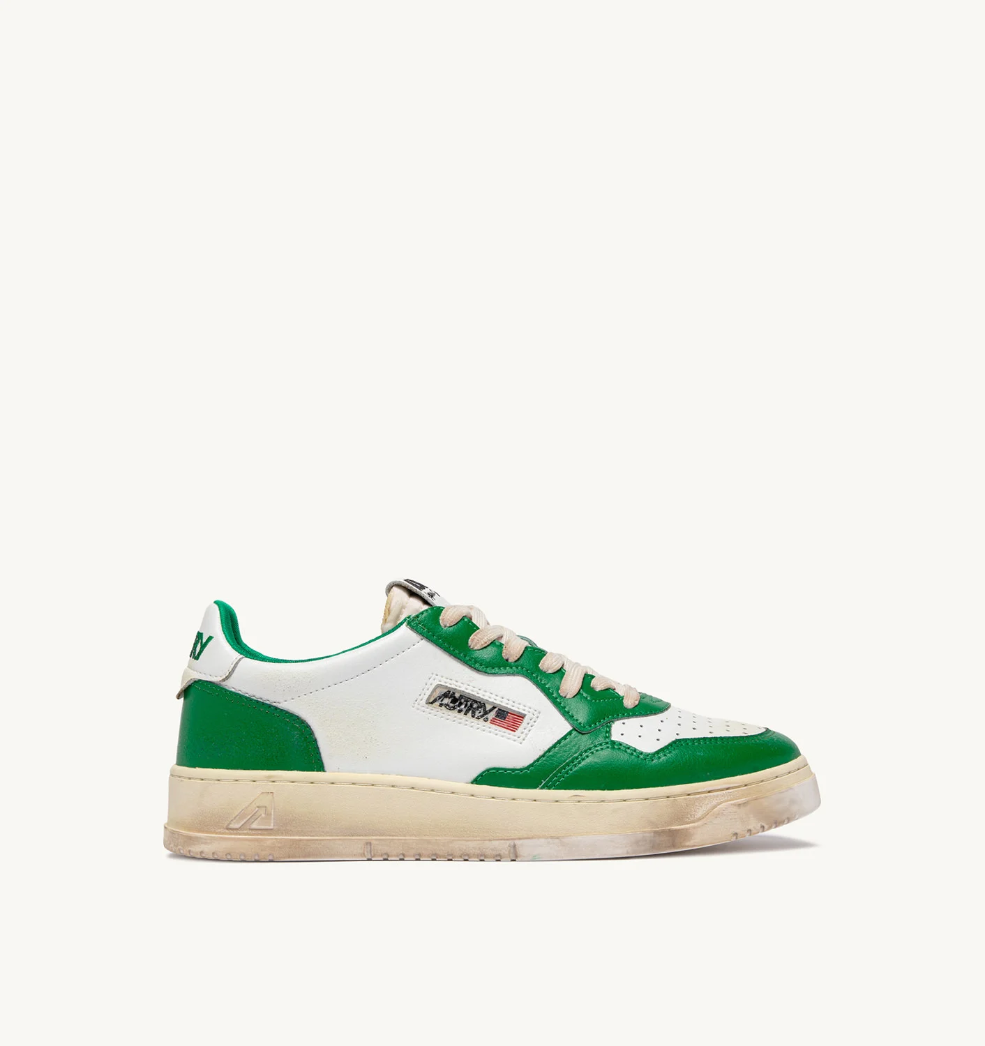 MEDALIST LOW SUPER VINTAGE SNEAKERS IN WHITE AND GREEN LEATHER