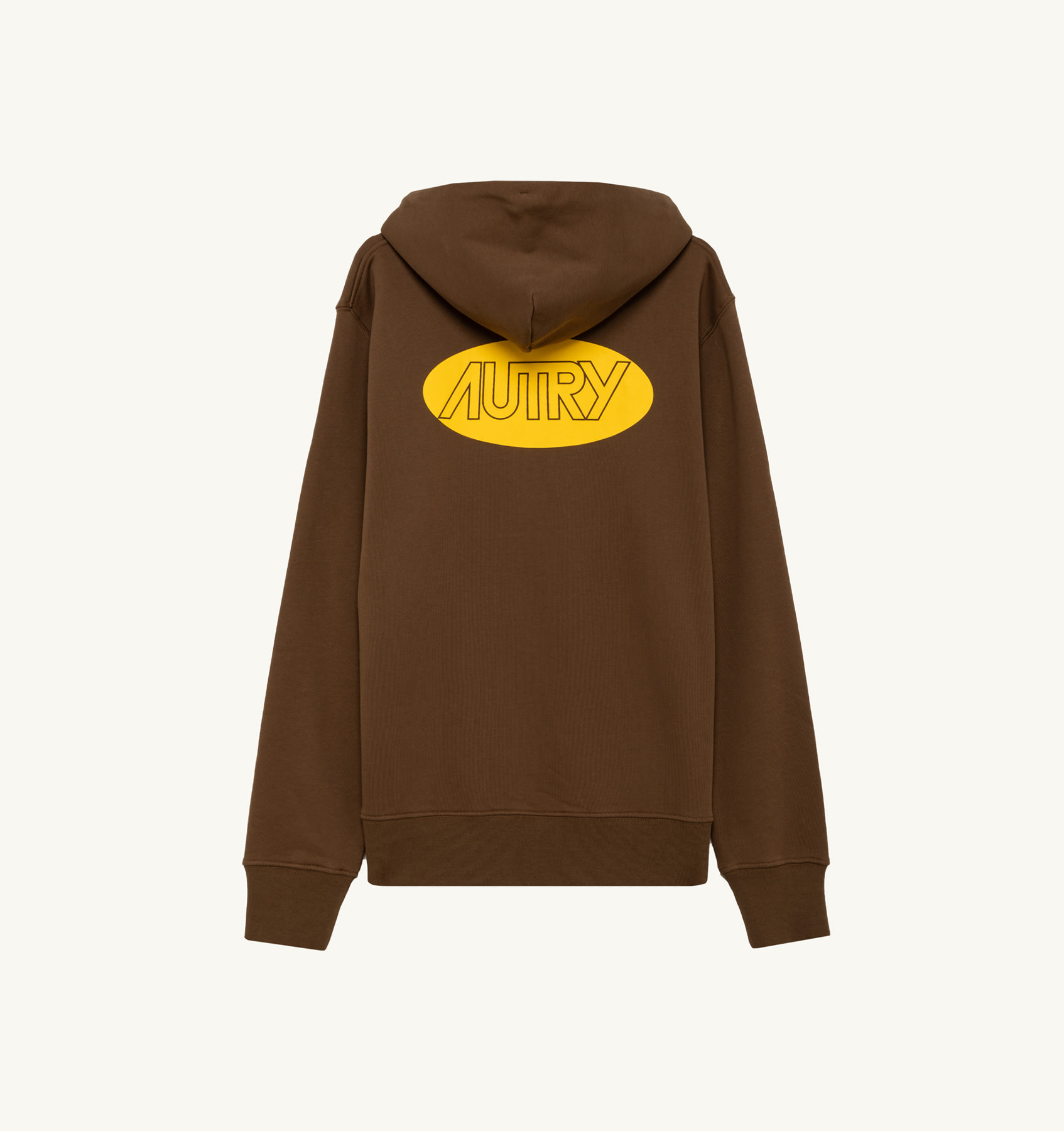 HOODIE IN BROWN JERSEY WITH PRINTED LOGO