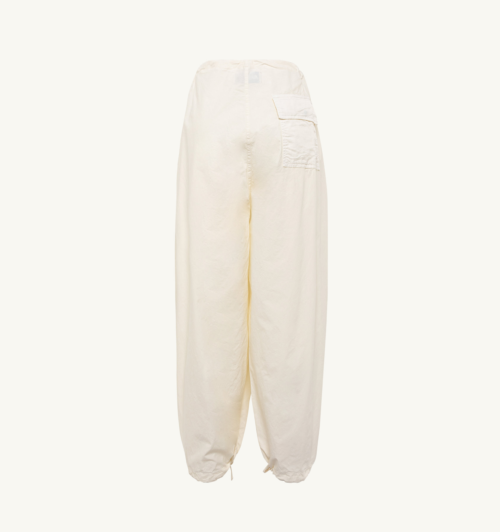 UNISEX FIT PARACHUTE PANTS IN IVORY WHITE COTTON