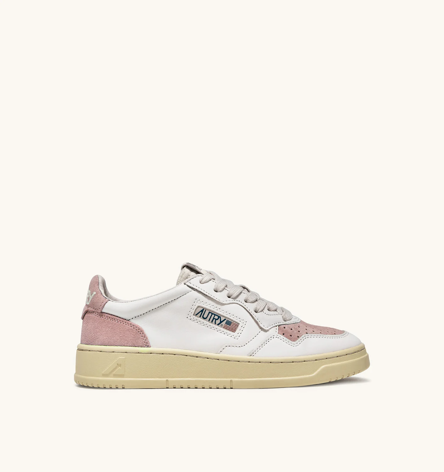 MEDALIST LOW SNEAKERS IN SUEDE AND LEATHER WHITE AND PINK