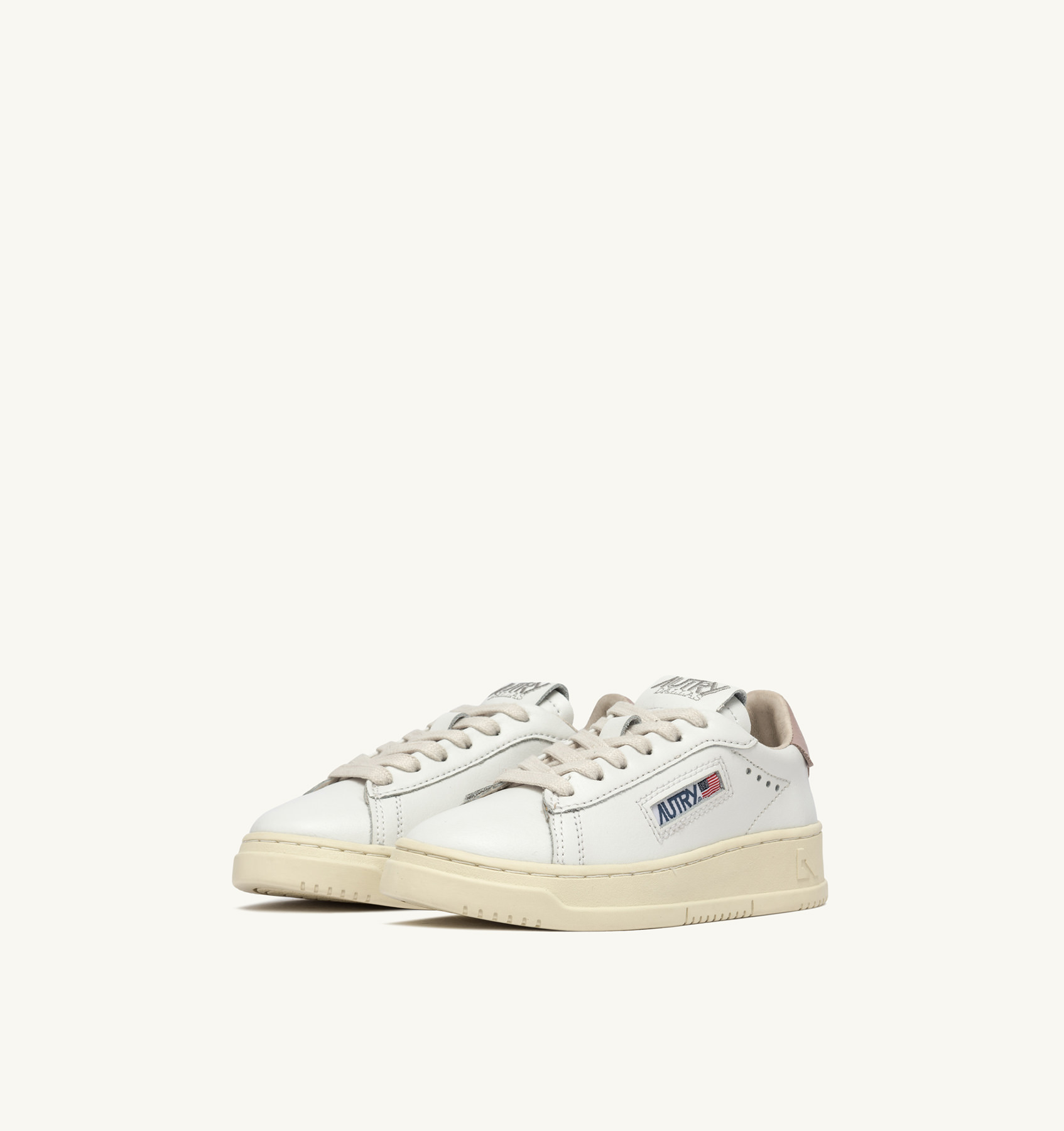 DALLAS LOW SNEAKERS IN WHITE AND POWDER PINK LEATHER