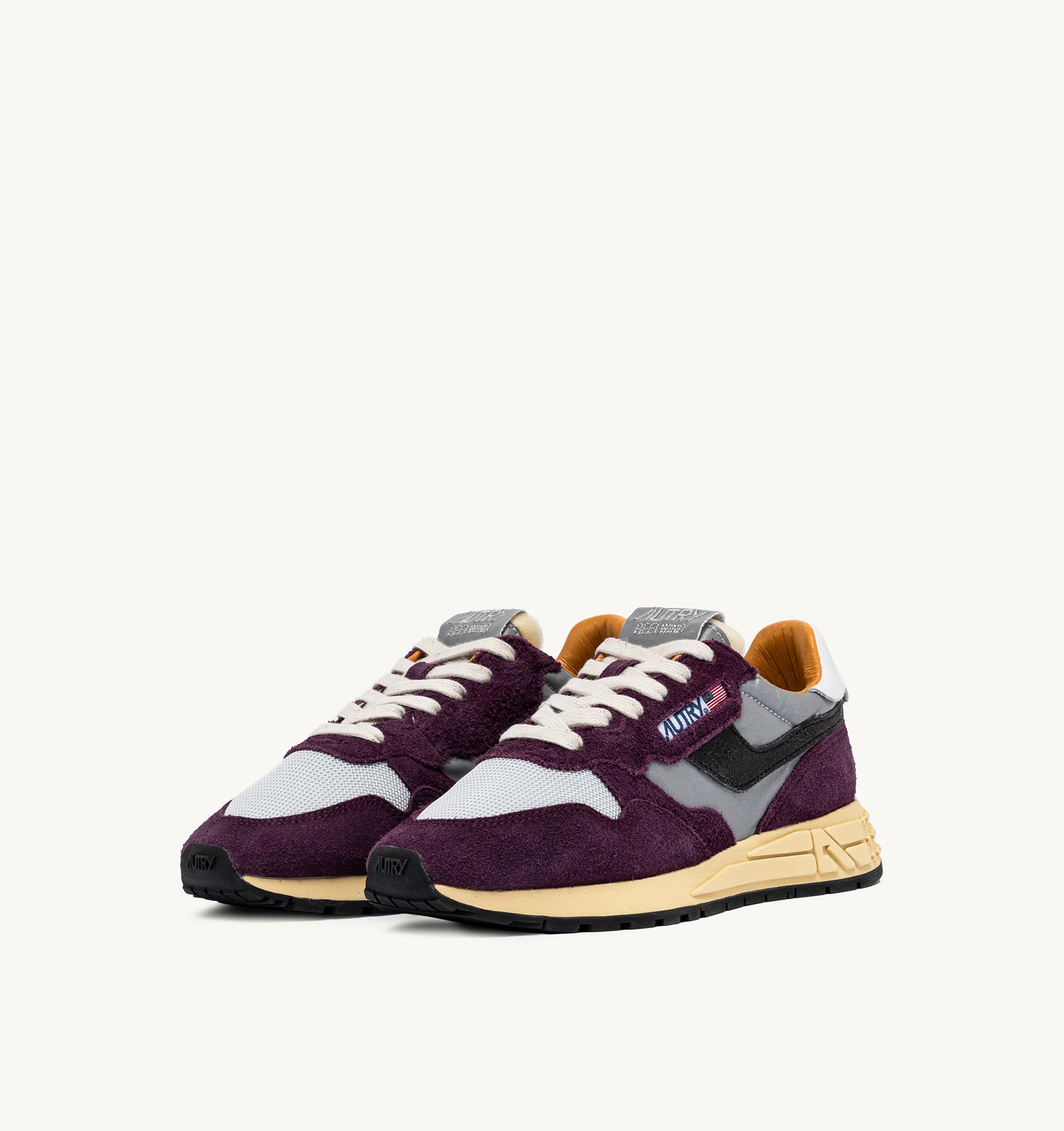 REELWIND LOW SNEAKERS IN BAROLO CRACKED LEATHER AND REFLECTIVE NYLON