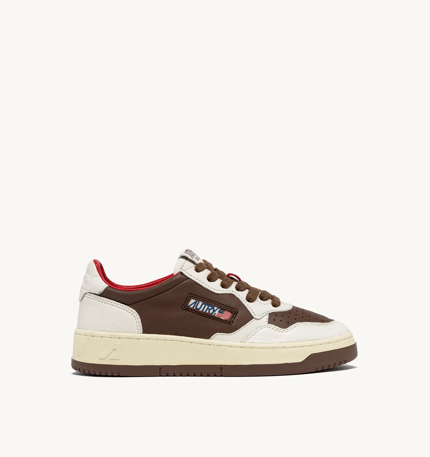 MEDALIST LOW SNEAKERS IN BROWN LEATHER AND NEUTRAL-TONE NAPPA