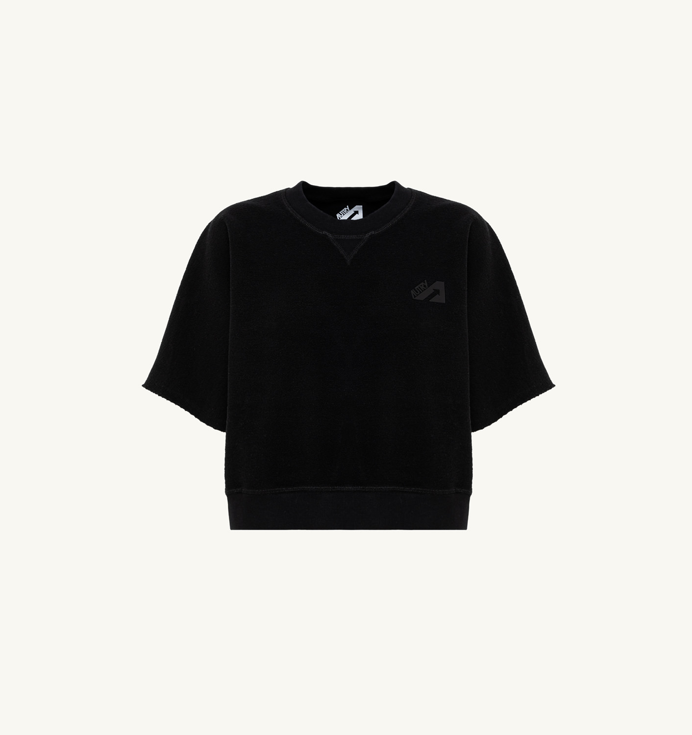 CROPPED SWEATSHIRT IN BLACK COTTON JERSEY