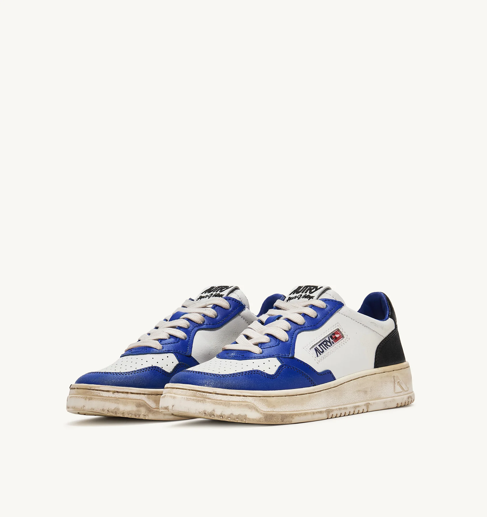 MEDALIST LOW SUPER VINTAGE SNEAKERS IN WHITE BLUE AND BLACK LEATHER