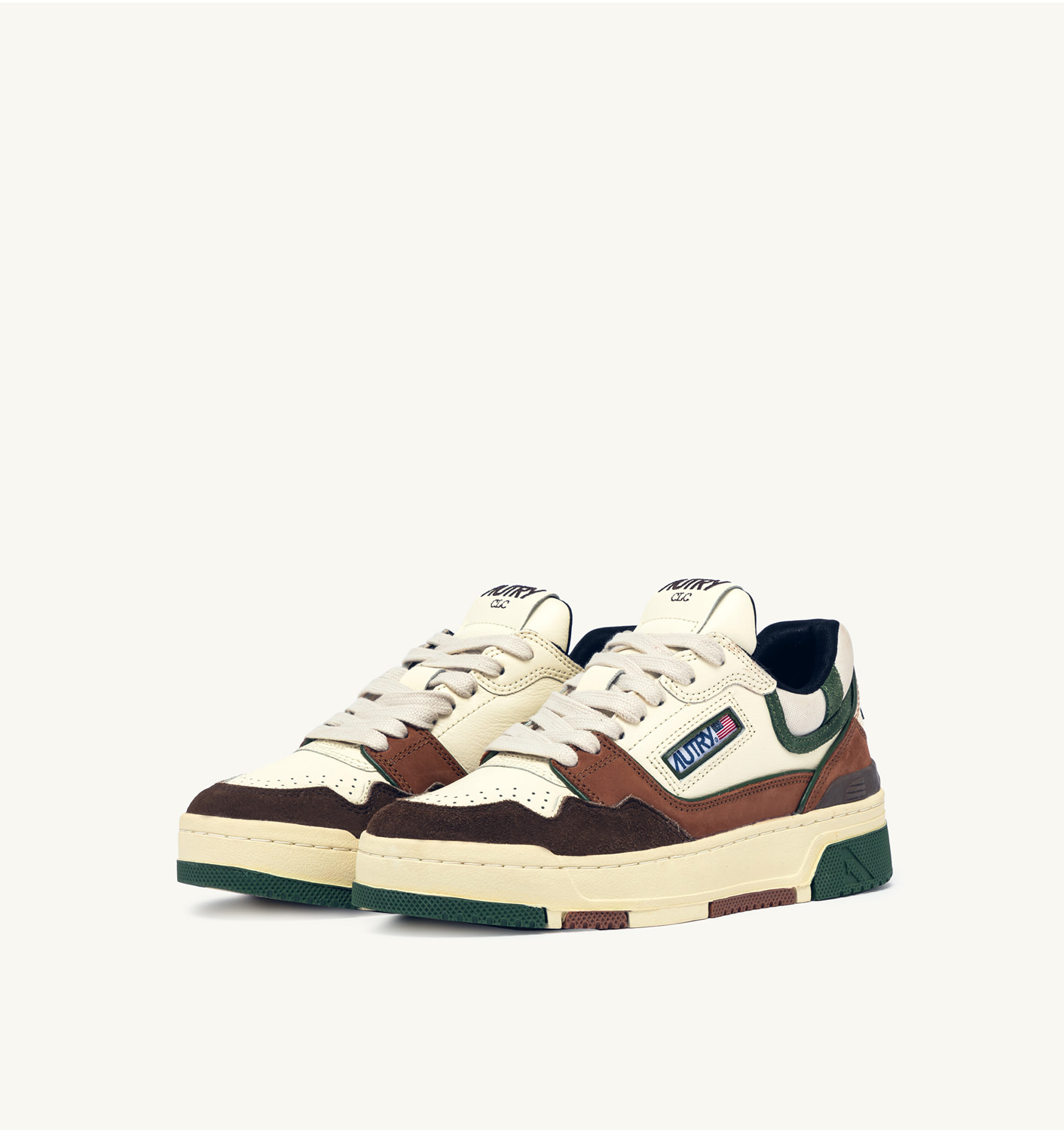 CLC LOW SNEAKERS IN EBONY AND MILITARY GREEN SUEDE AND NUBUCK