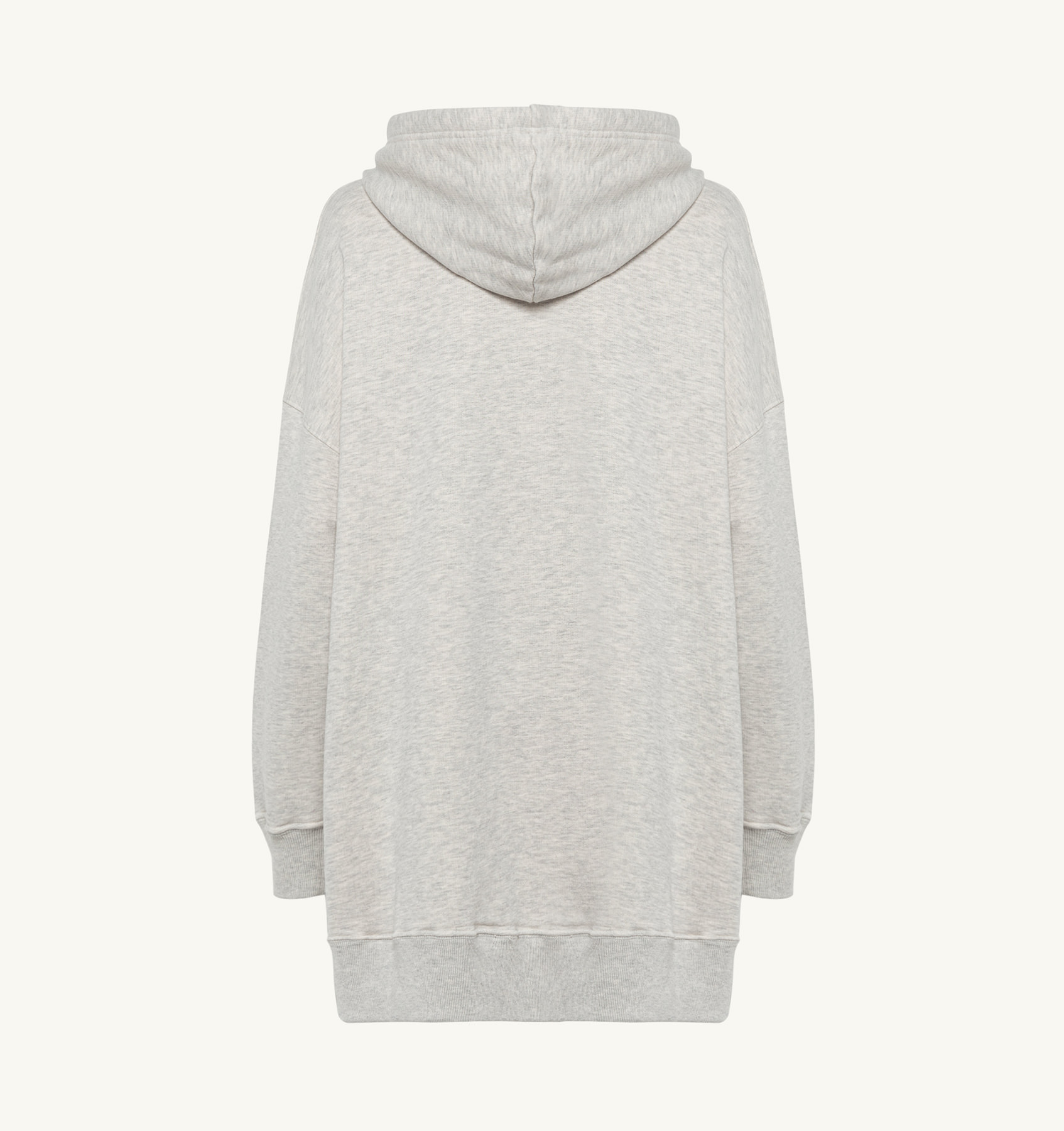 MELANGE GRAY HOODED SWEATSHIRT DRESS WITH EMBROIDERY LOGO