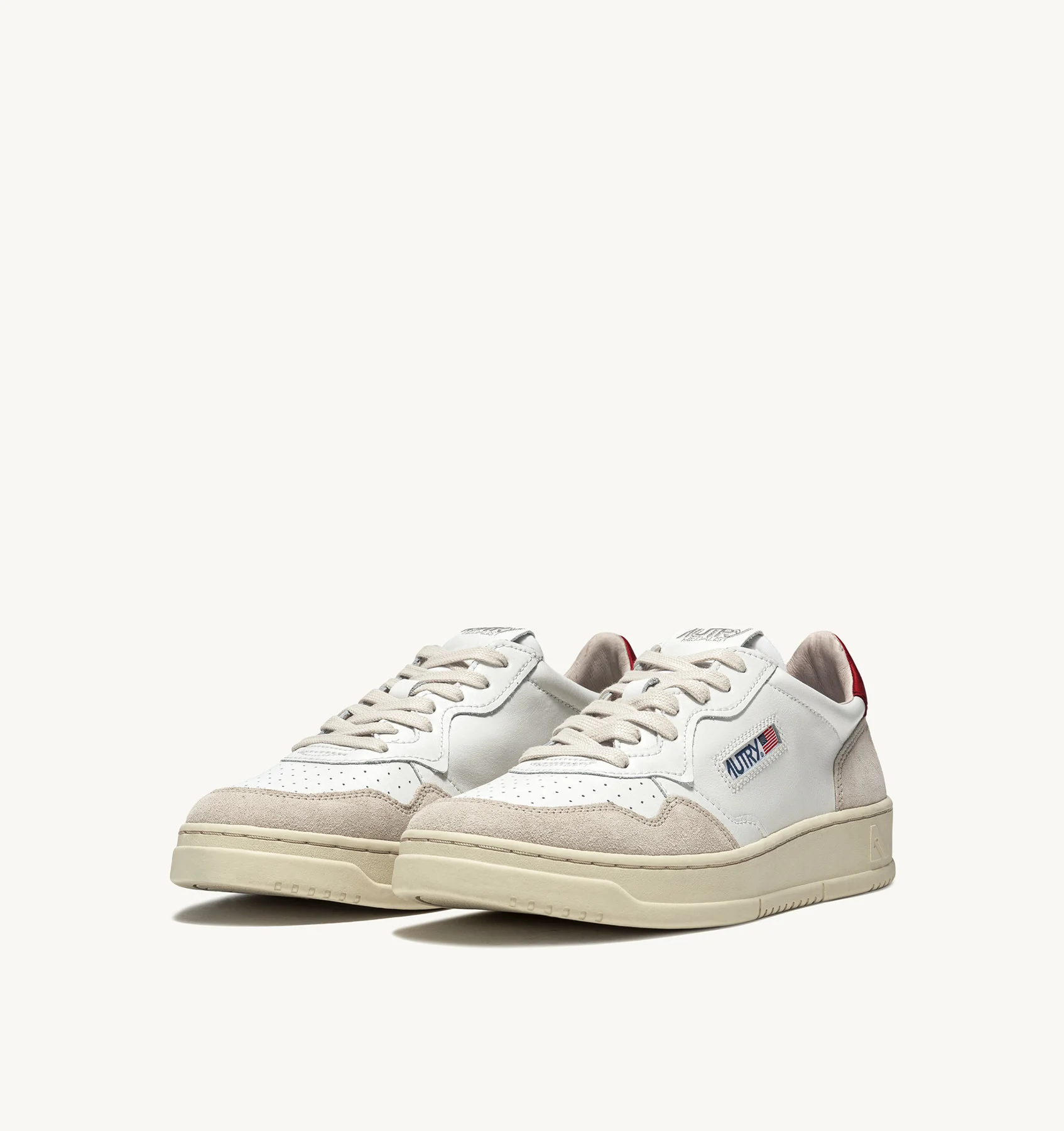 MEDALIST LOW SNEAKERS IN WHITE LEATHER AND BEIGE SUEDE