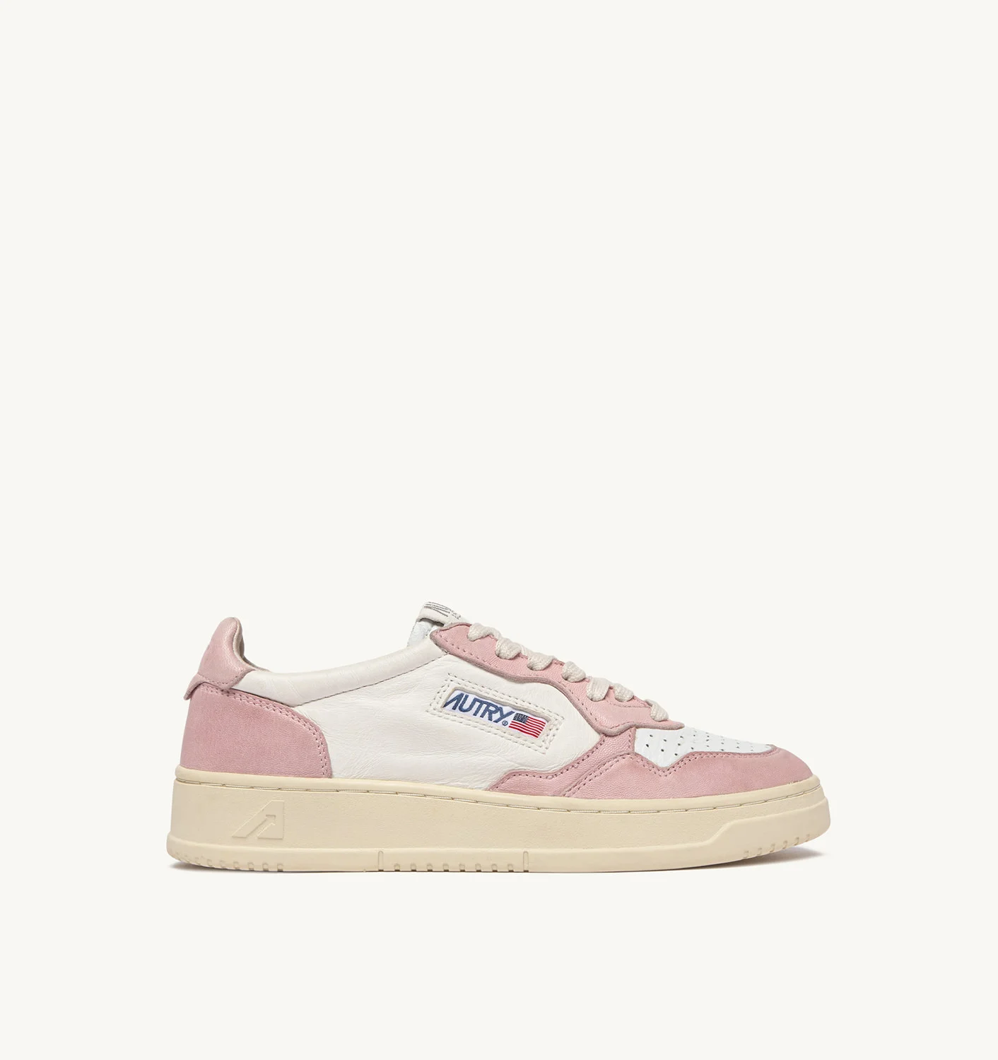 MEDALIST LOW SNEAKERS IN WHITE AND PINK WASHED GOATSKIN