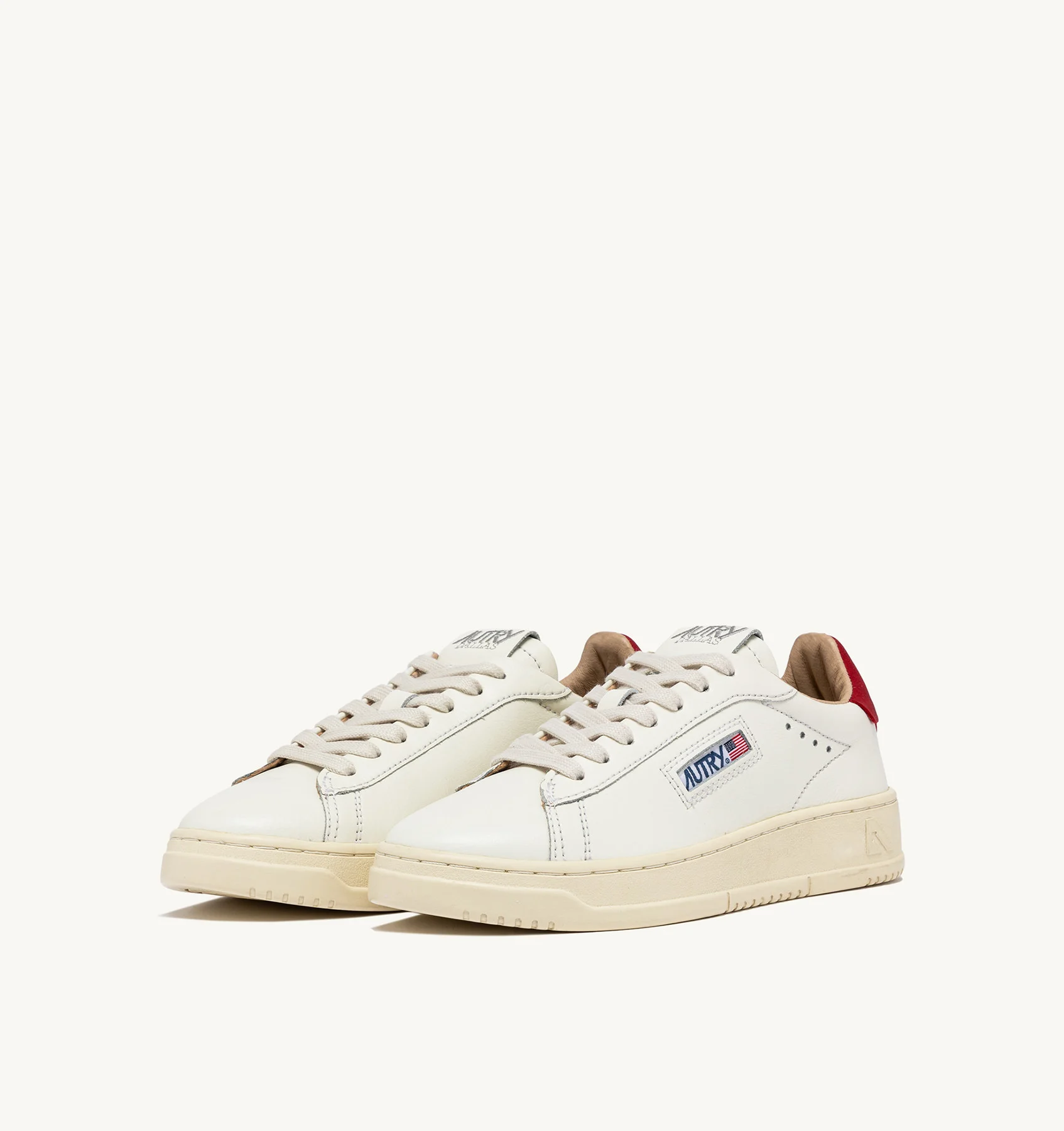 DALLAS LOW SNEAKERS IN WHITE AND RED LEATHER