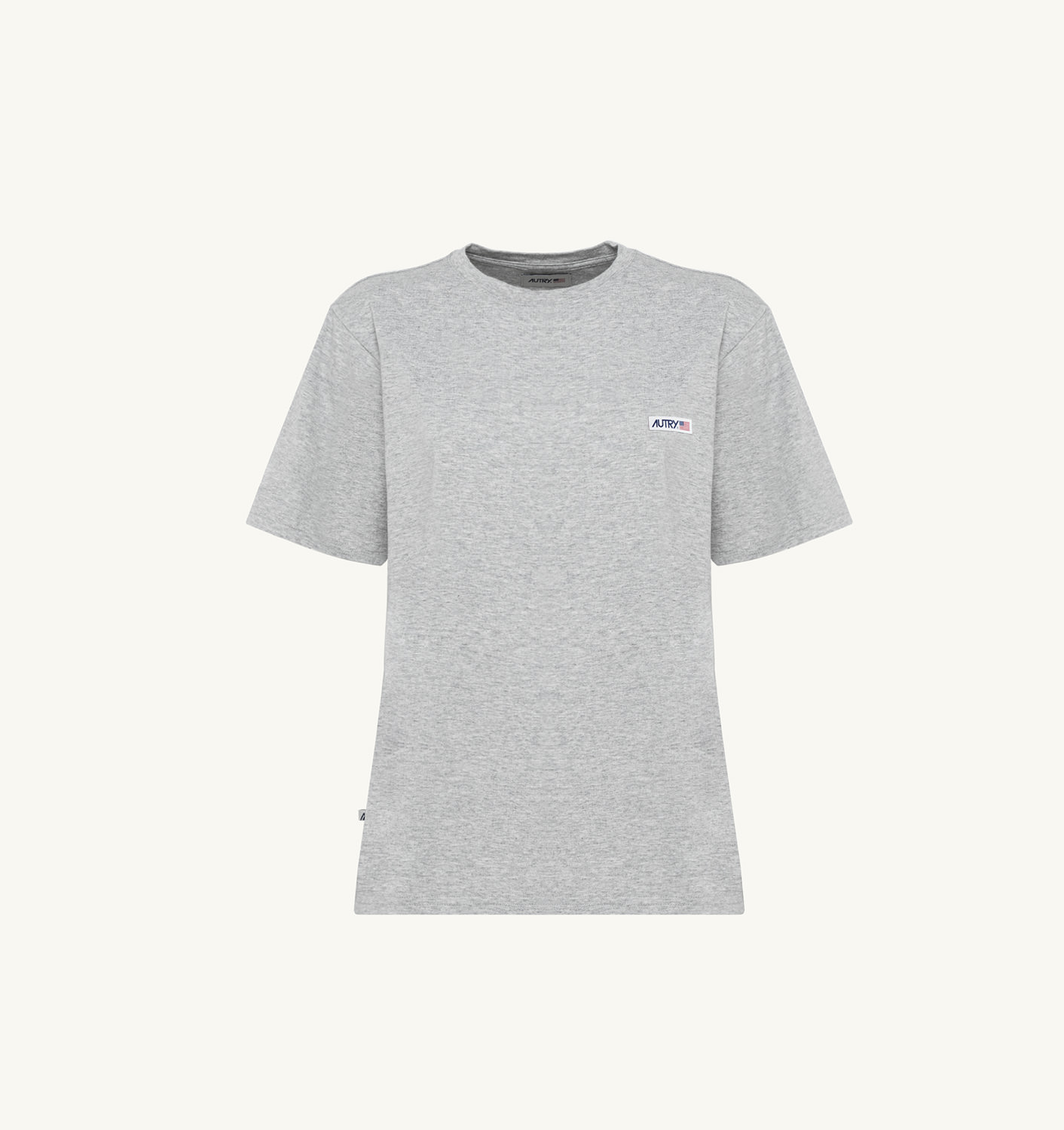 LABEL T-SHIRT IN MELANGE GRAY COTTON JERSEY
