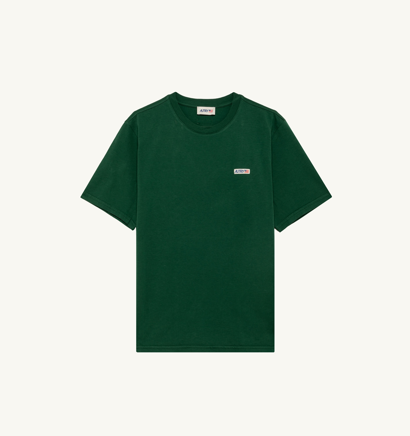 T-SHIRT IN GREEN COTTON WITH LABEL