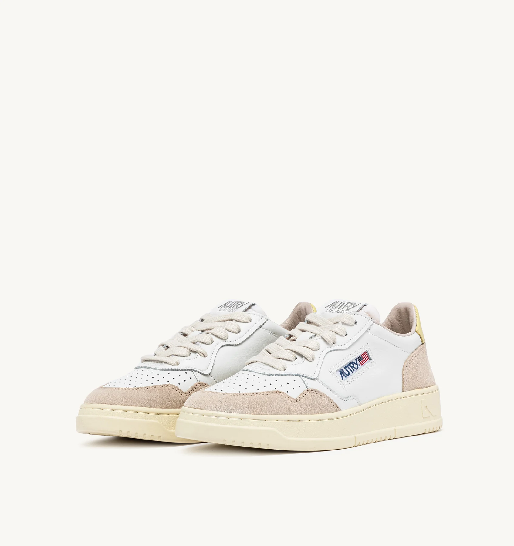 MEDALIST LOW SNEAKERS IN SUEDE AND LEATHER COLOR WHITE YELLOW