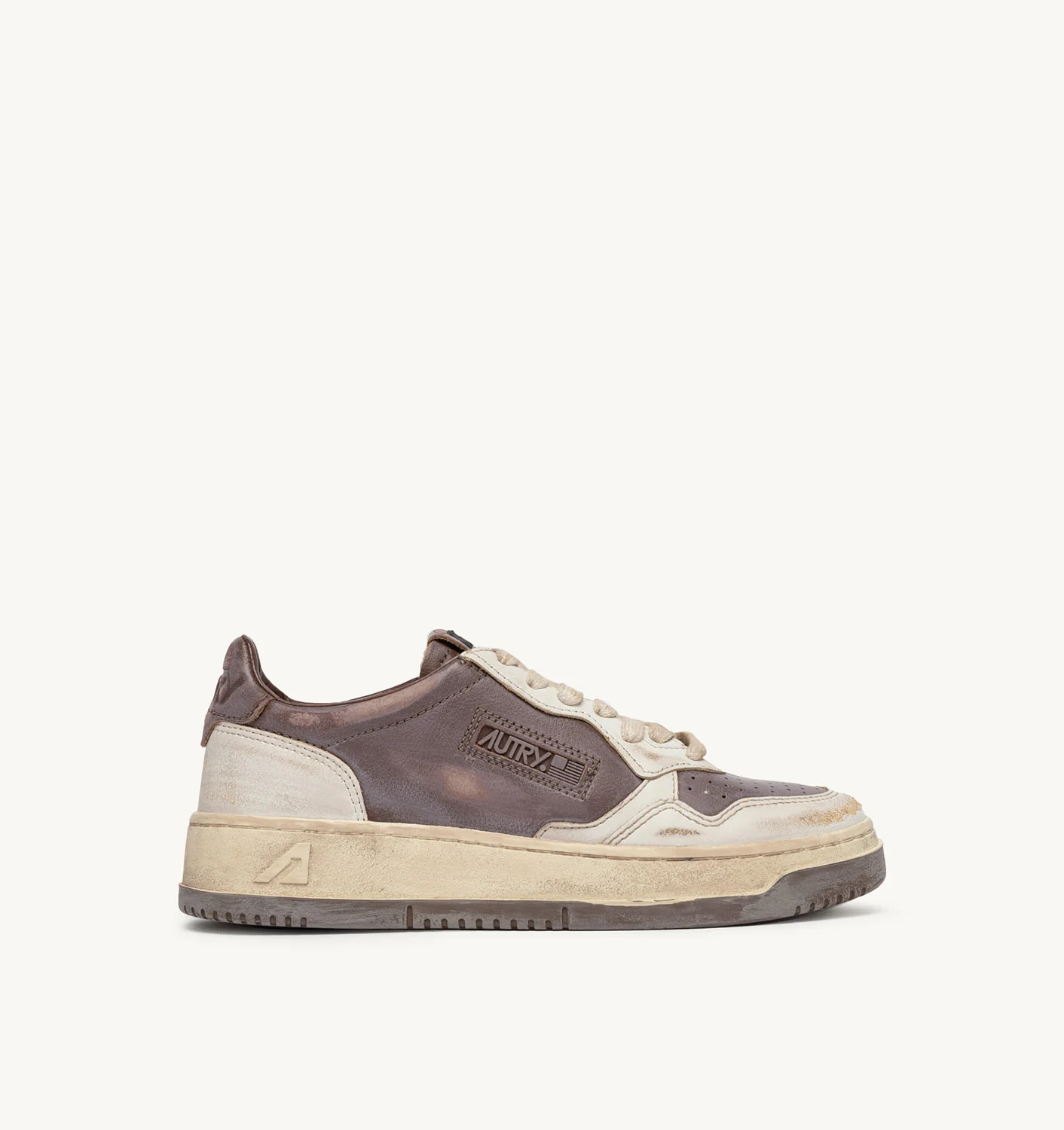 SUPER VINTAGE MEDALIST LOW SNEAKERS IN MUD PATRIDGE AND WHITE LEATHER