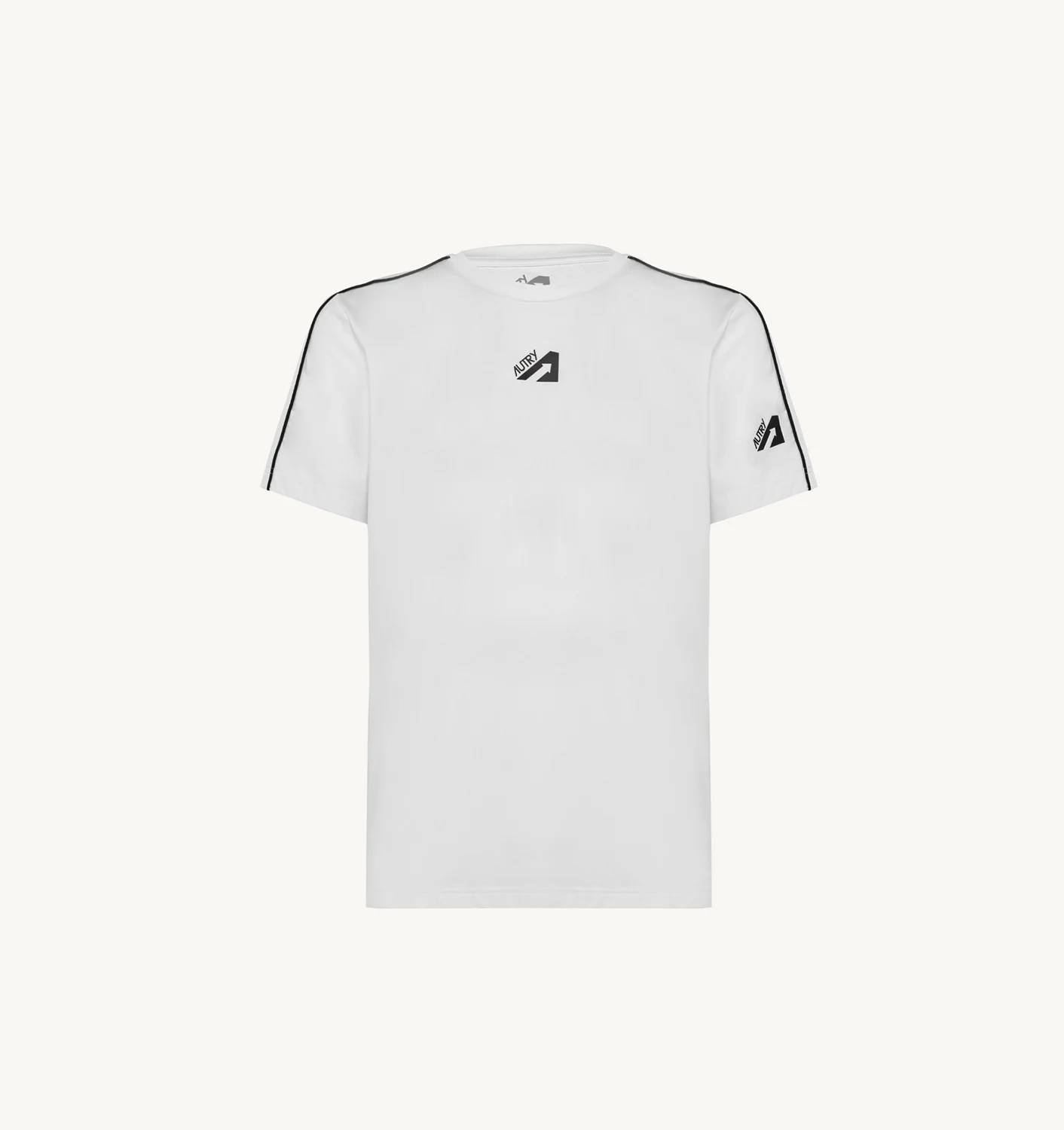 WHITE TENNIS T-SHIRT WITH CONTRAST PIPING