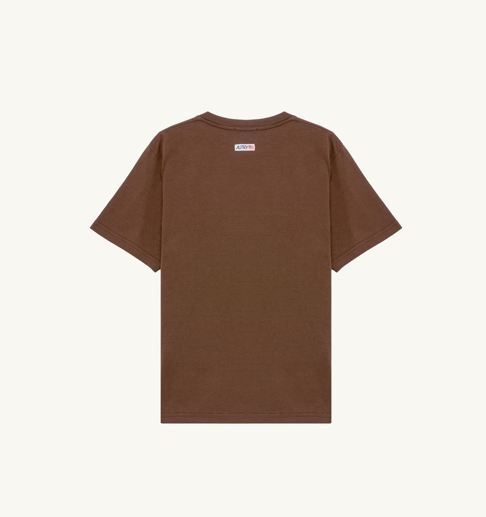T-SHIRT IN BROWN COTTON WITH LABEL