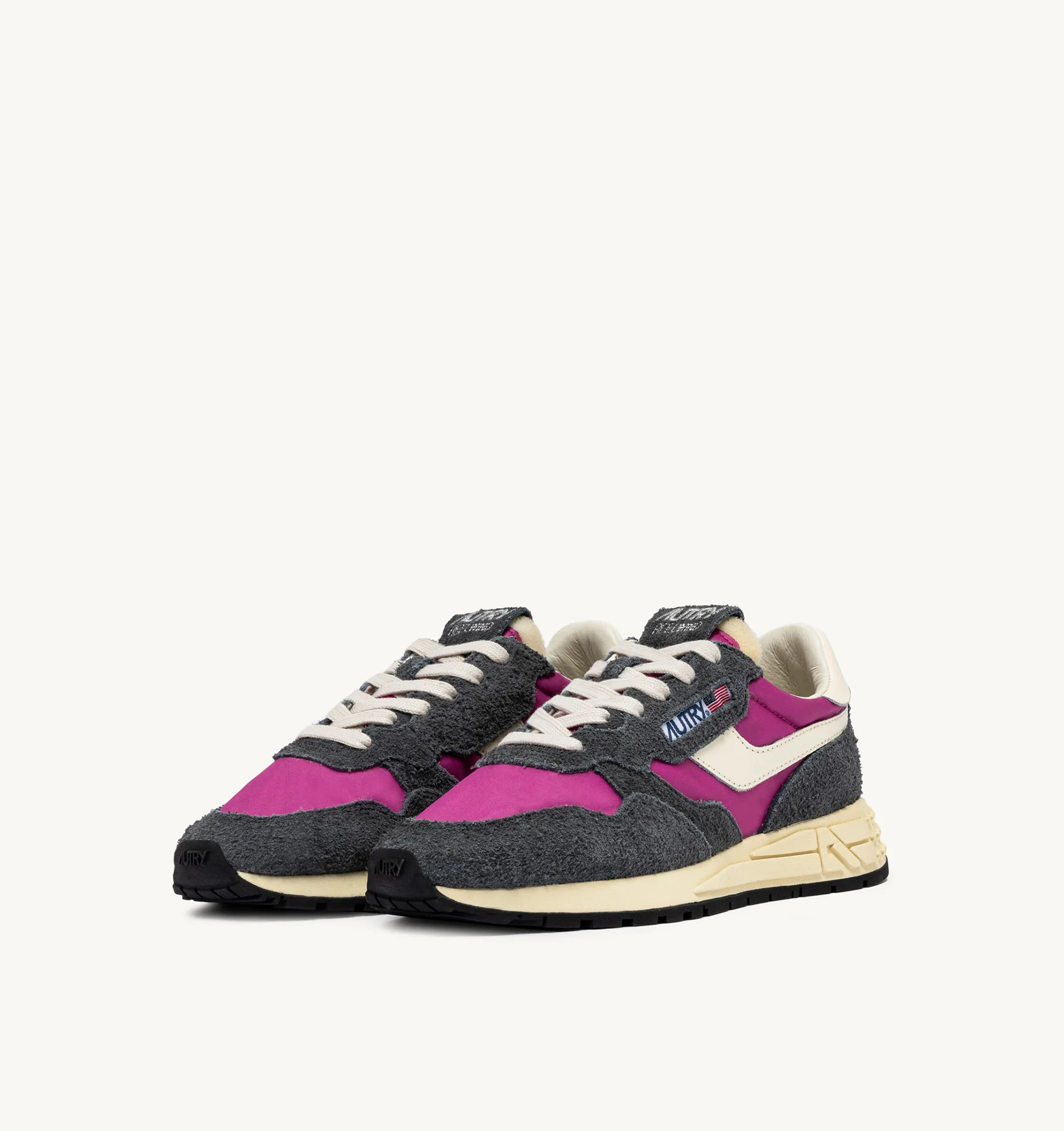 REELWIND LOW SNEAKERS IN FUCHSIA AND WHITE NYLON AND SUEDE