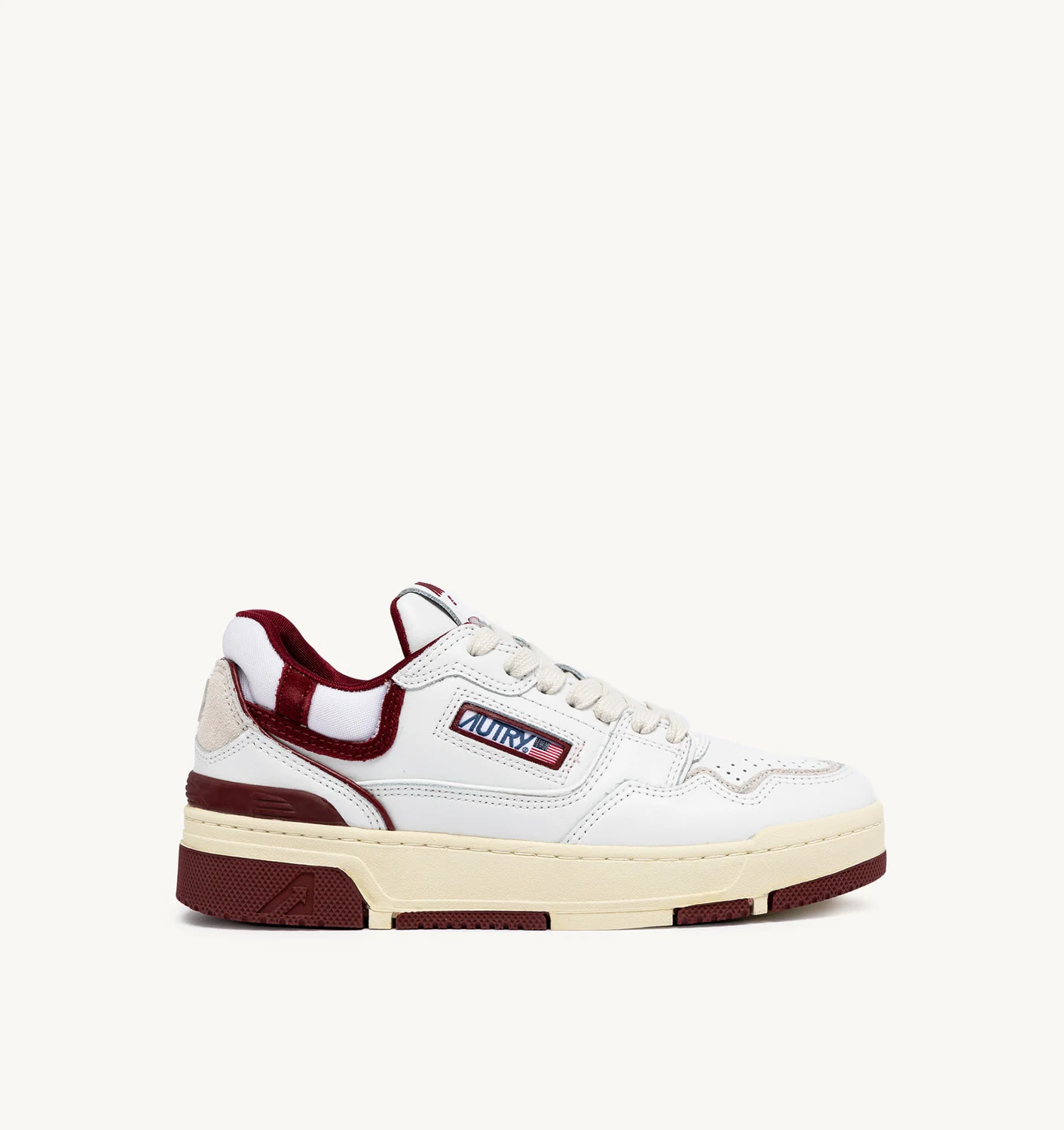 CLC SNEAKERS IN LEATHER COLOR WHITE AND BURGUNDY