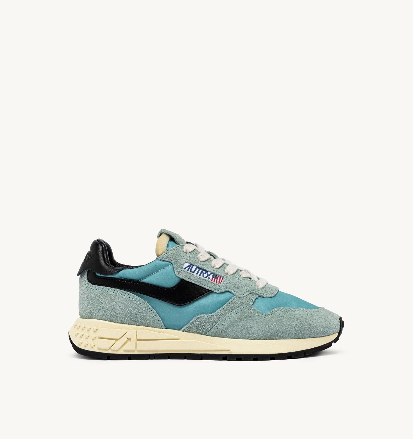 REELWIND LOW SNEAKERS IN JADE GREEN AND BLACK NYLON AND SUEDE