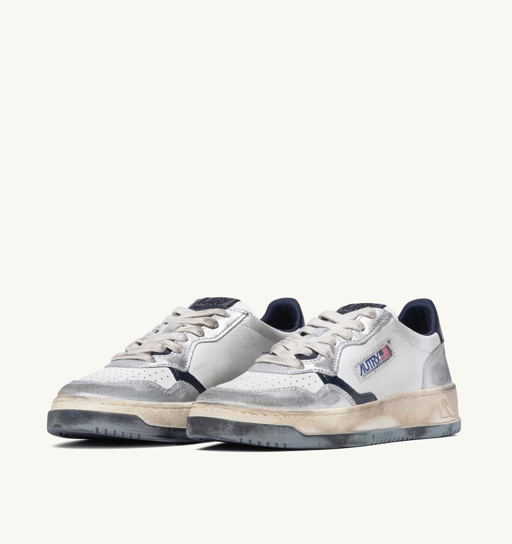 SUPER VINTAGE MEDALIST LOW SNEAKERS IN WHITE, SPACE AND SILVER LEATHER