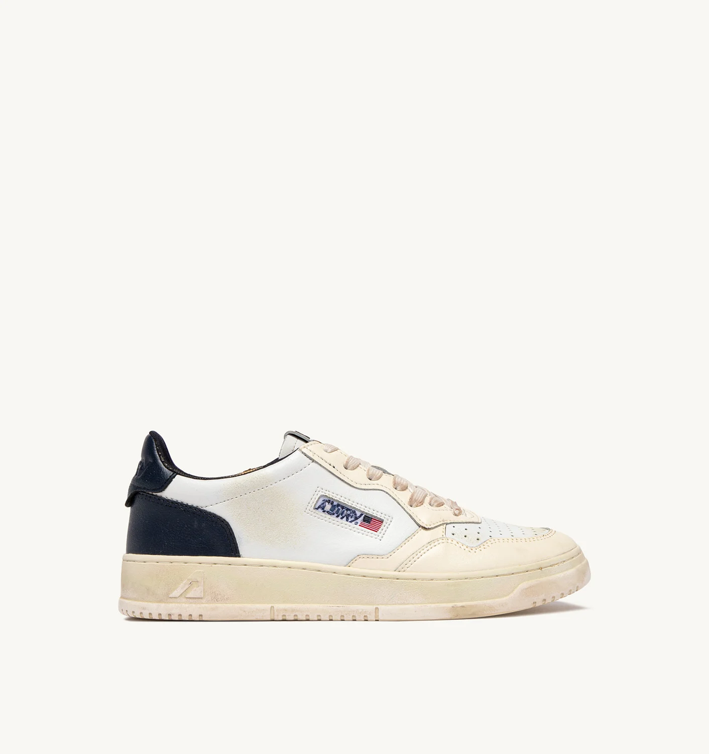 MEDALIST LOW SUPER VINTAGE SNEAKERS IN WHITE AND BLUE LEATHER