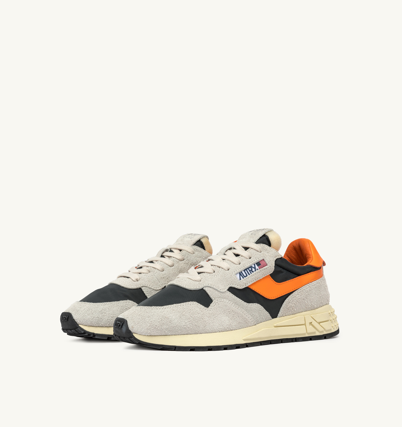 REELWIND LOW SNEAKERS IN WHITE AND ORANGE NYLON AND SUEDE