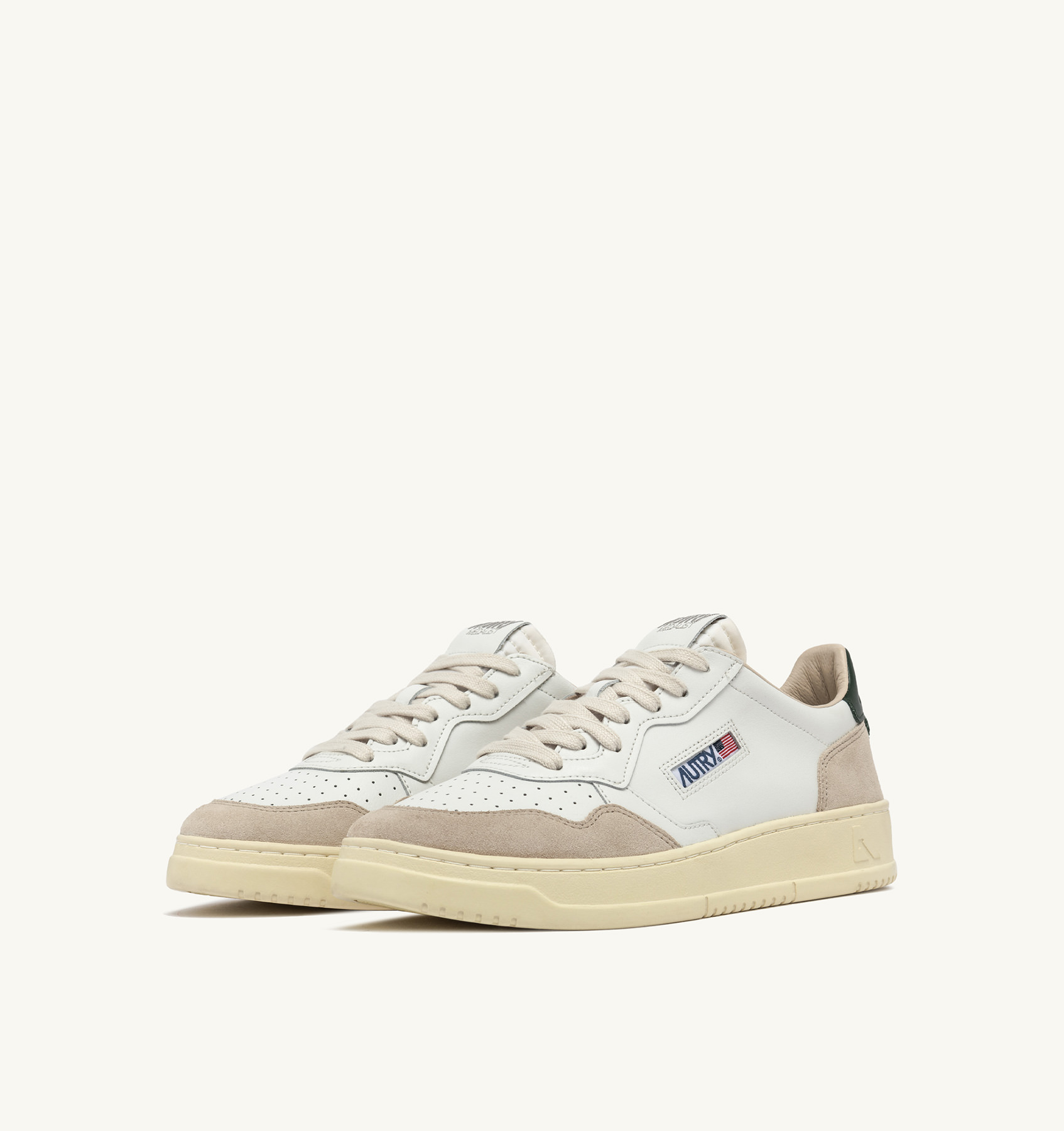 MEDALIST LOW SNEAKERS IN WHITE AND MOUNTAIN LEATHER AND BEIGE SUEDE