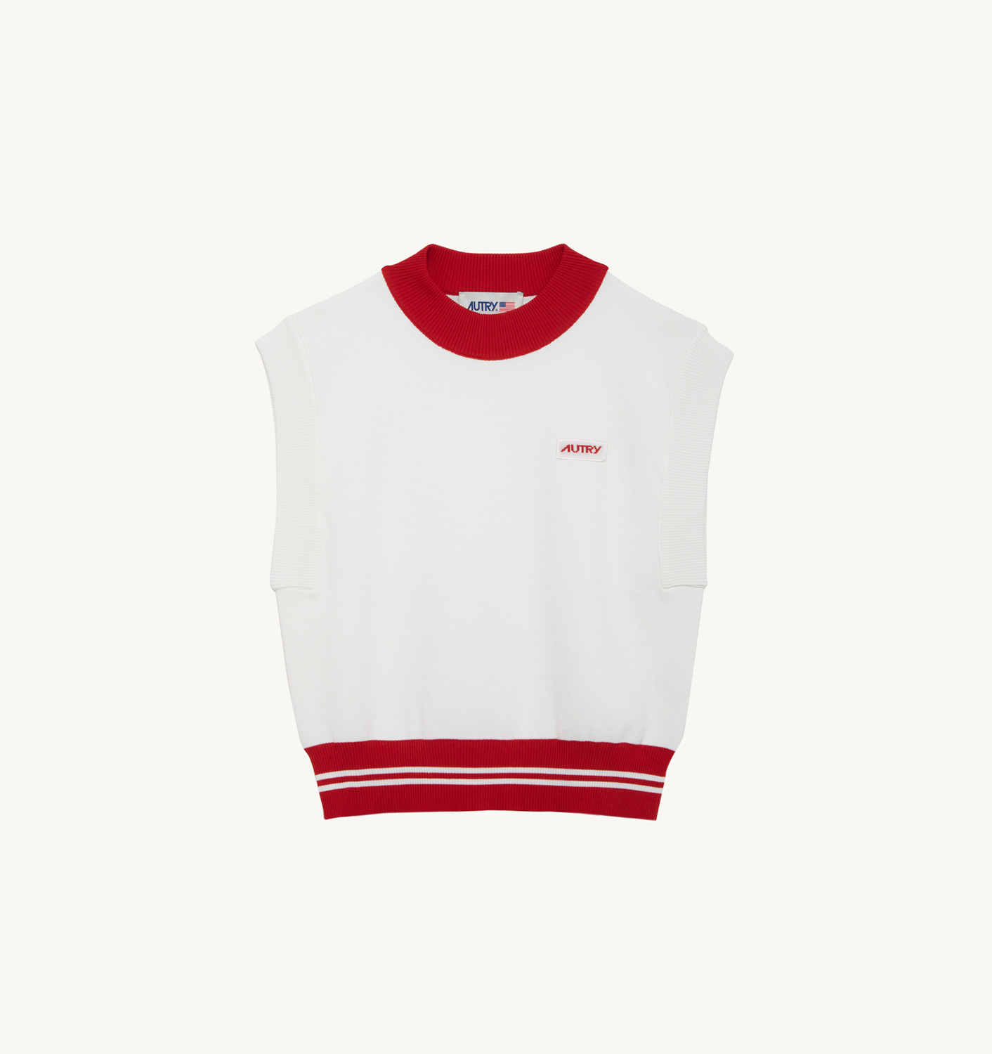 BOXY FIT VEST IN VISCOSE COLOR WHITE RED