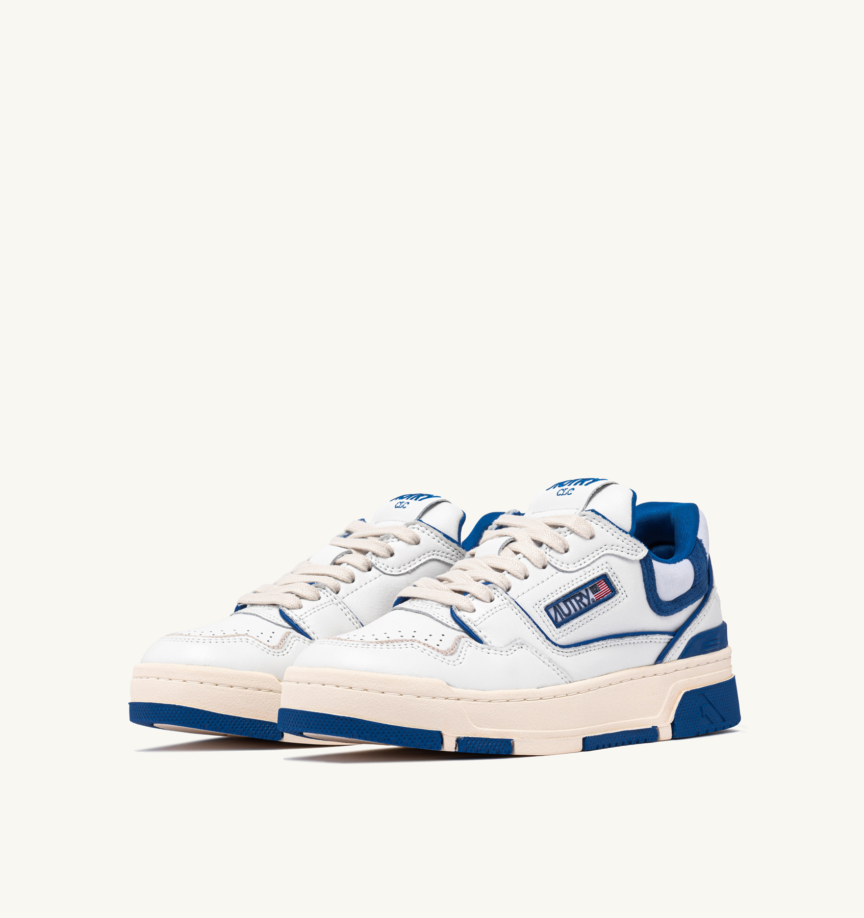 CLC LOW SNEAKERS IN WHITE LEATHER AND PRINCESS BLUE SUEDE