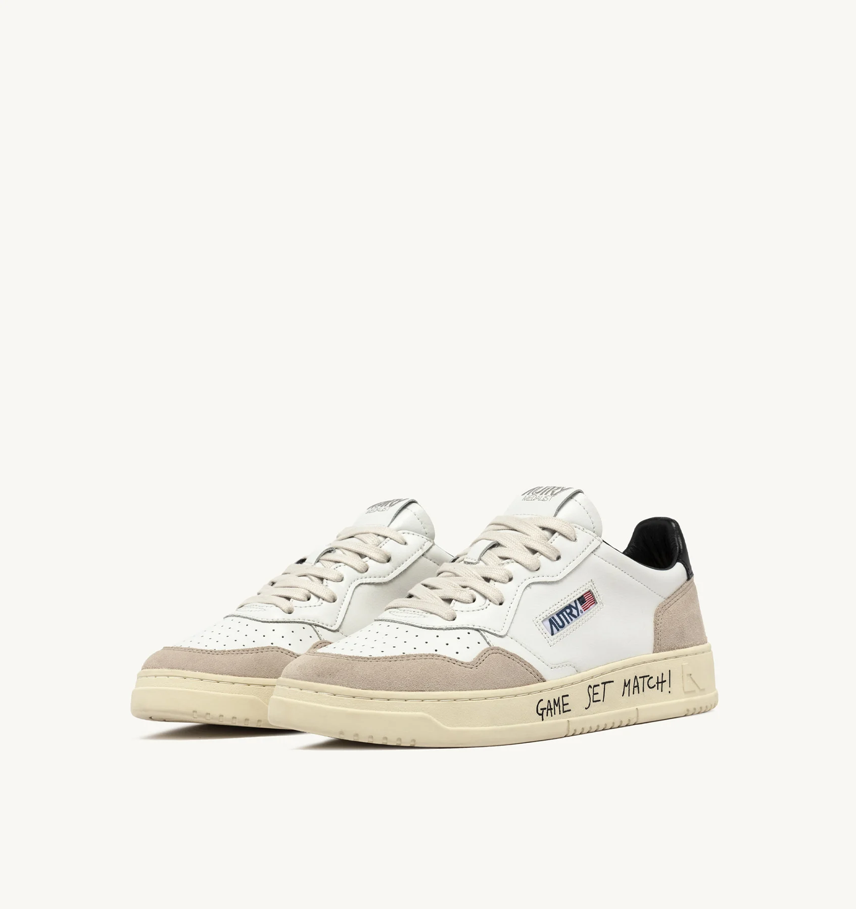 MEDALIST LOW SNEAKERS IN BICOLOR LEATHER AND SUEDE WITH LETTERING
