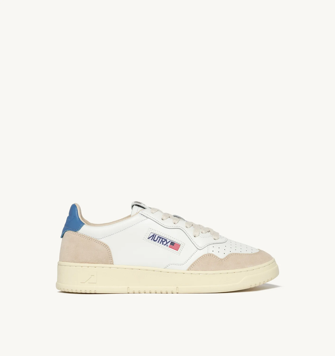 MEDALIST LOW SNEAKERS IN WHITE LEATHER AND BEIGE SUEDE