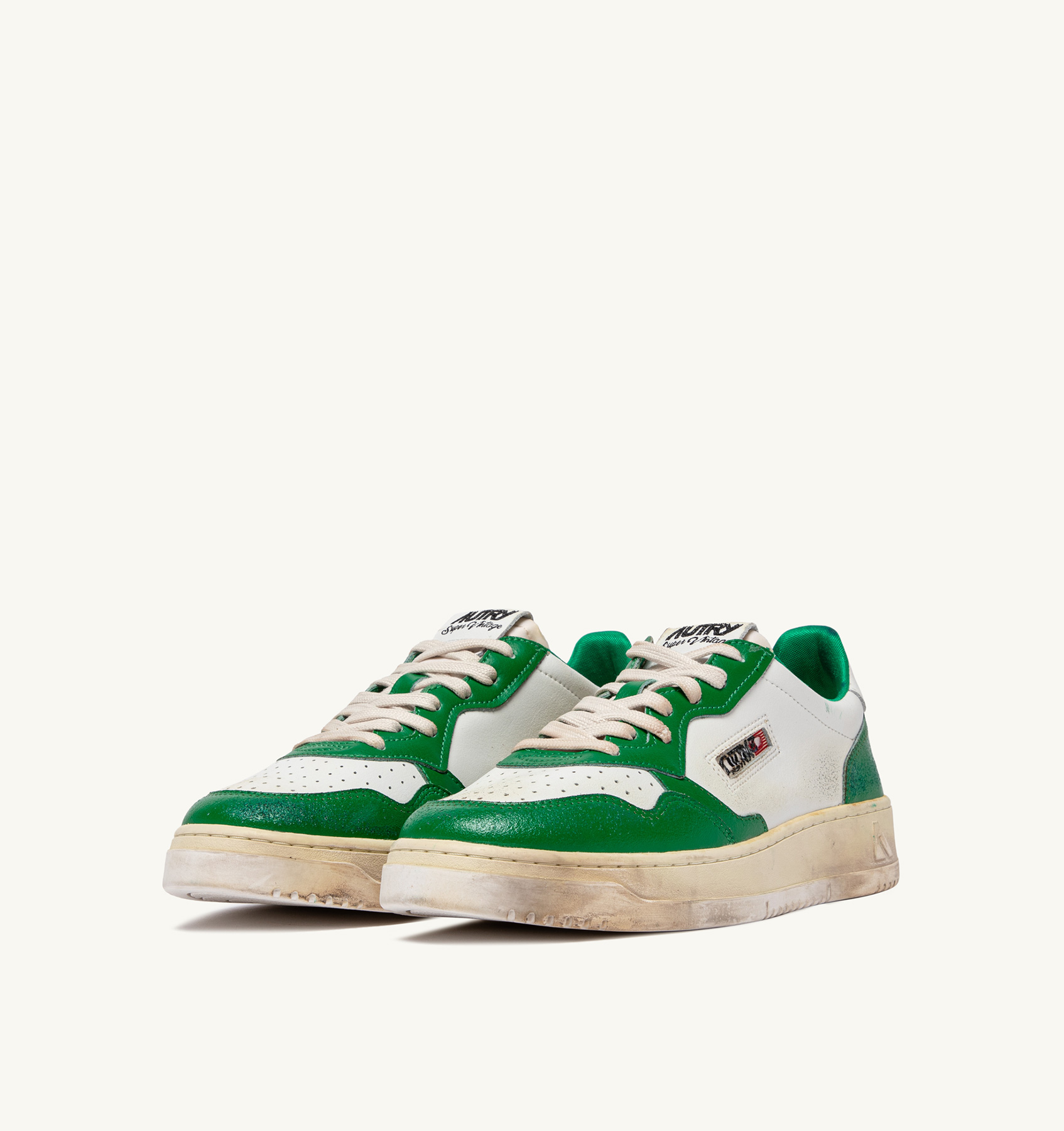 MEDALIST LOW SUPER VINTAGE SNEAKERS IN WHITE AND GREEN LEATHER