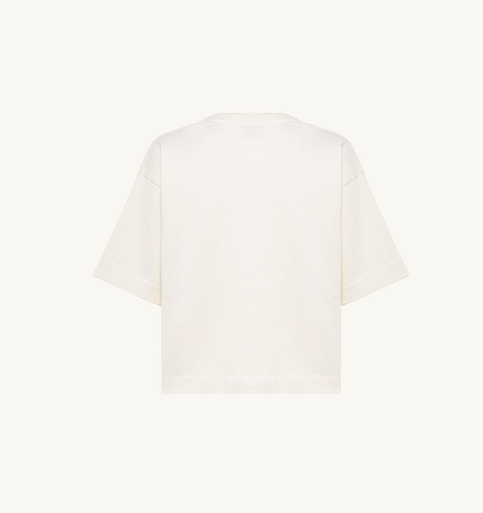 BOXY FIT T-SHIRT CROPPED IN IVORY WHITE COTTON JERSEY