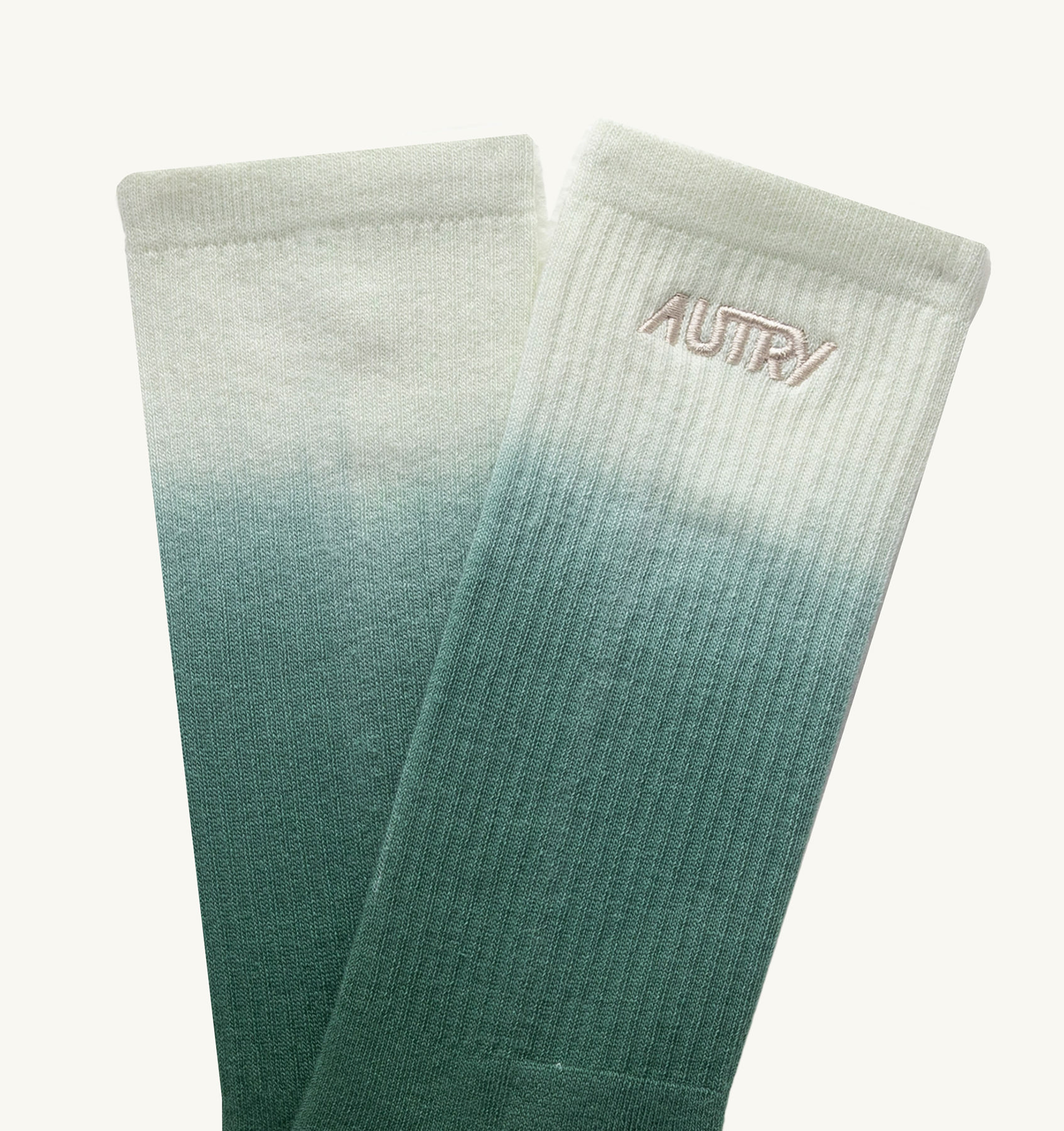 DIP-DYE SOCKS IN GREEN COTTON TERRY