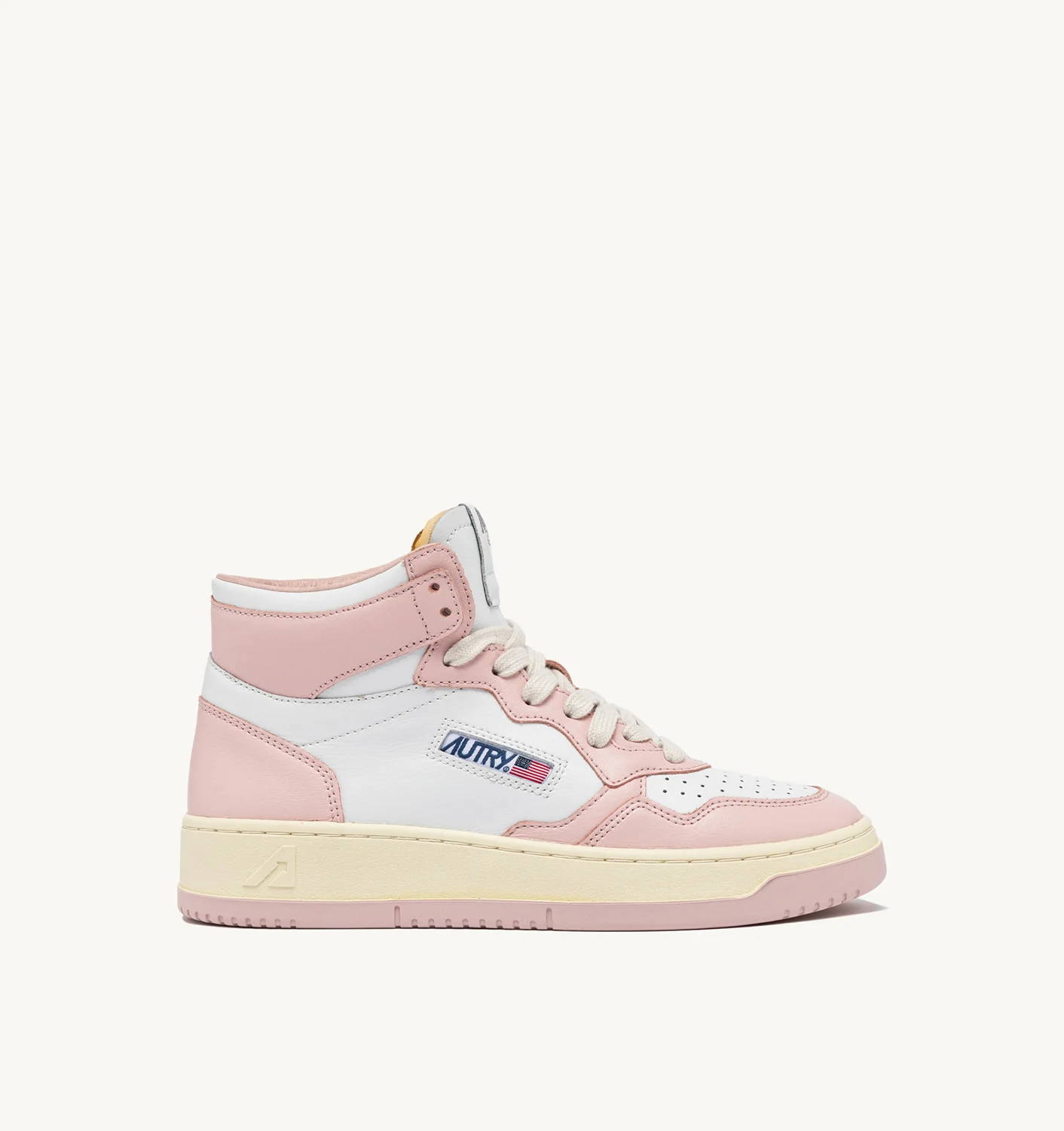 MEDALIST MID BICOLOR SNEAKERS IN WHITE AND PINK POWDER LEATHER