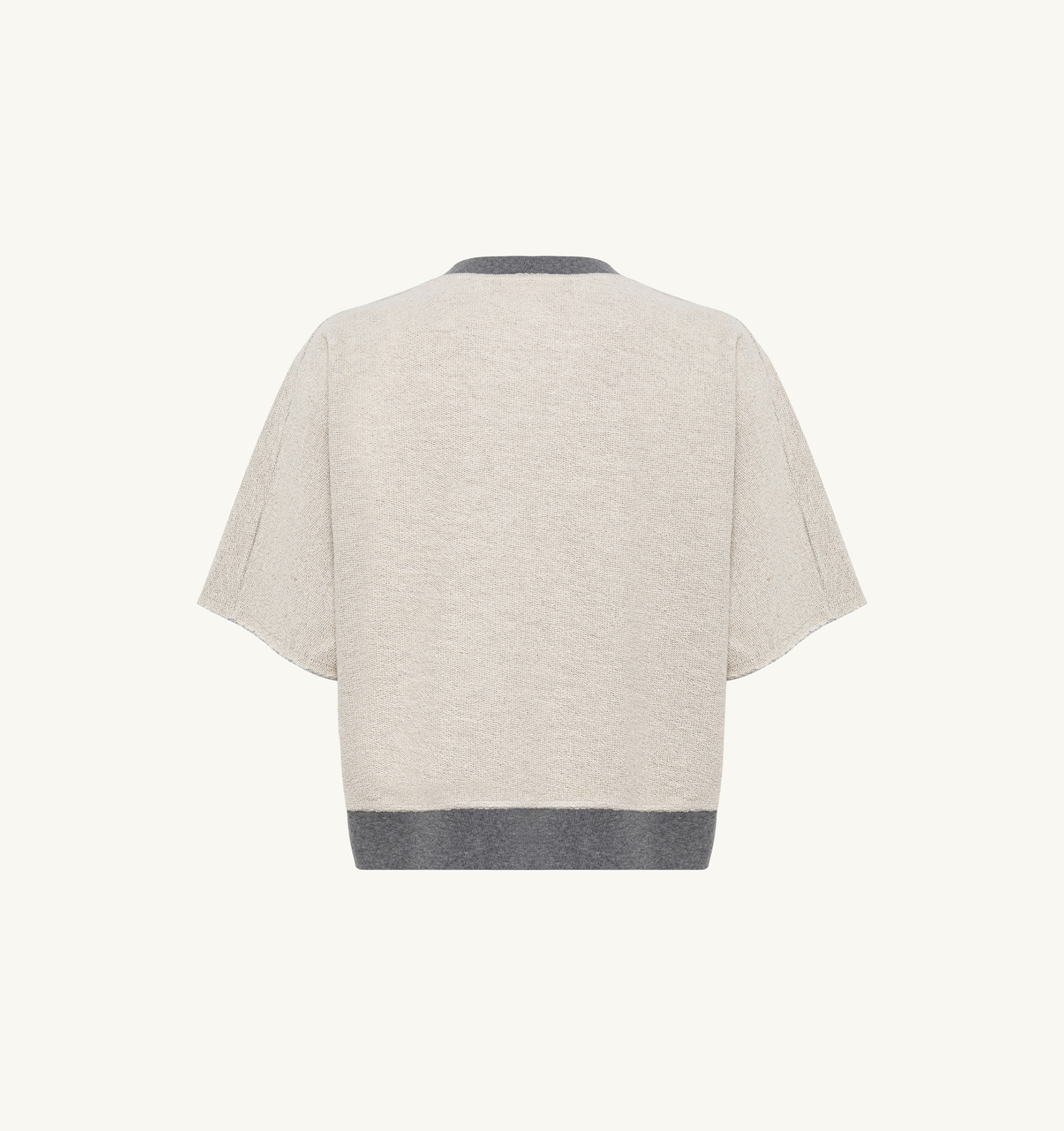 CROPPED SWEATSHIRT IN MELANGE GRAY COTTON JERSEY