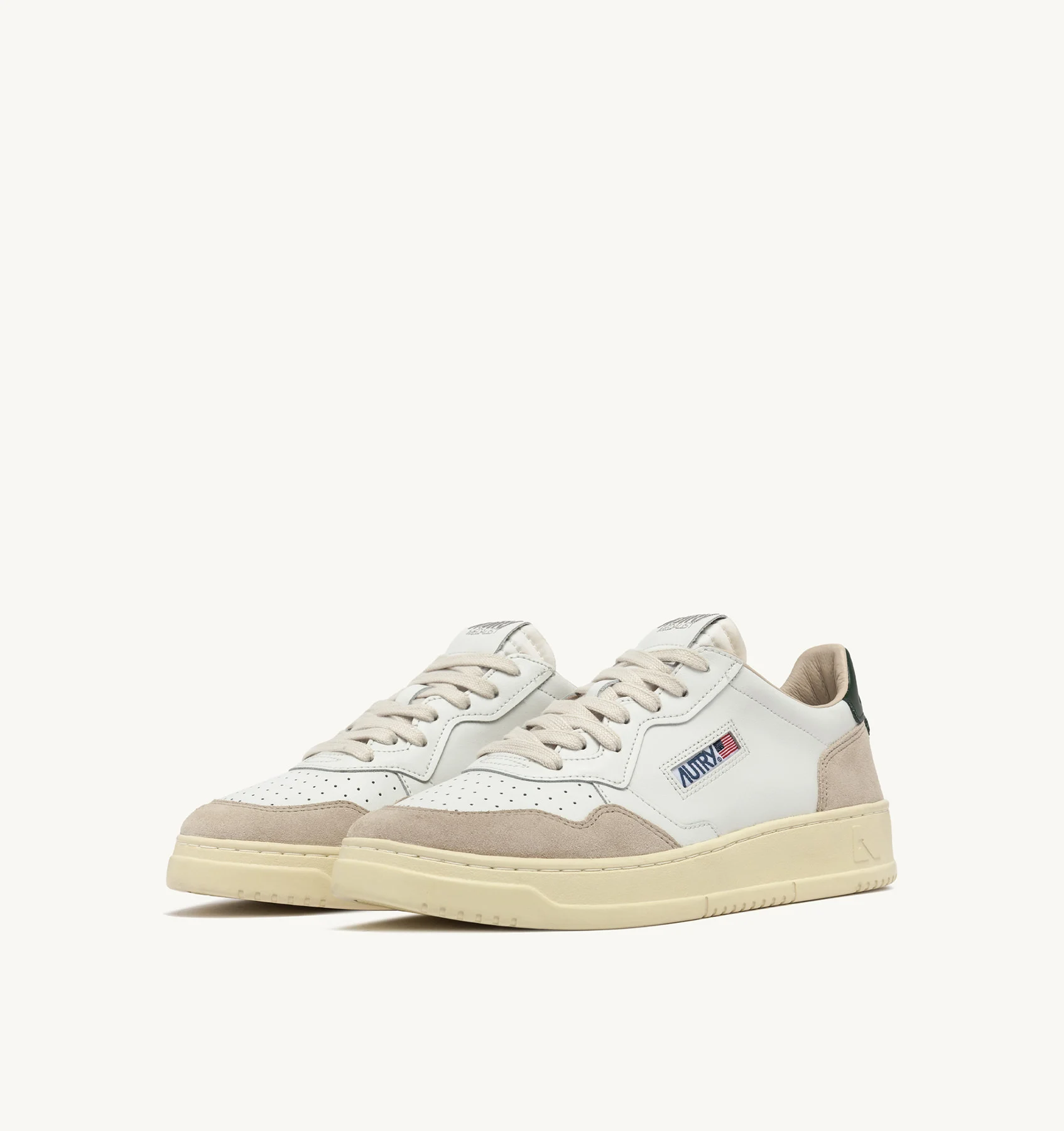 MEDALIST LOW SNEAKERS IN WHITE AND MOUNTAIN LEATHER AND BEIGE SUEDE