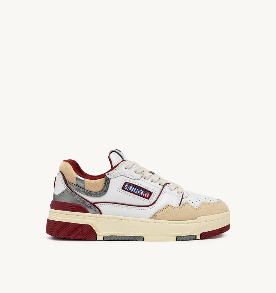 CLC LOW SNEAKERS IN WHITE, RED AND GRAY LEATHER