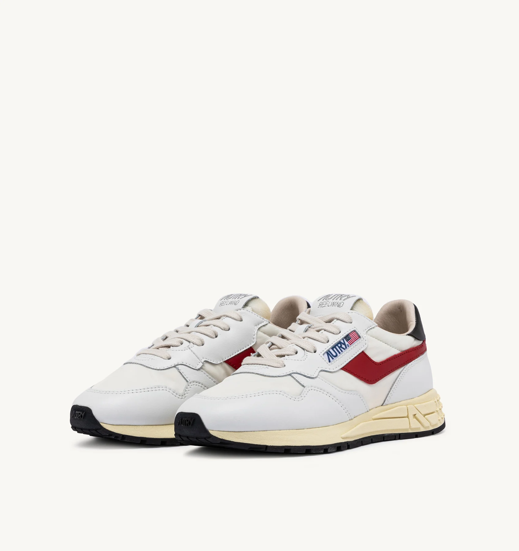 REELWIND LOW SNEAKERS IN NYLON AND LEATHER COLOR WHITE BLACK AND RED