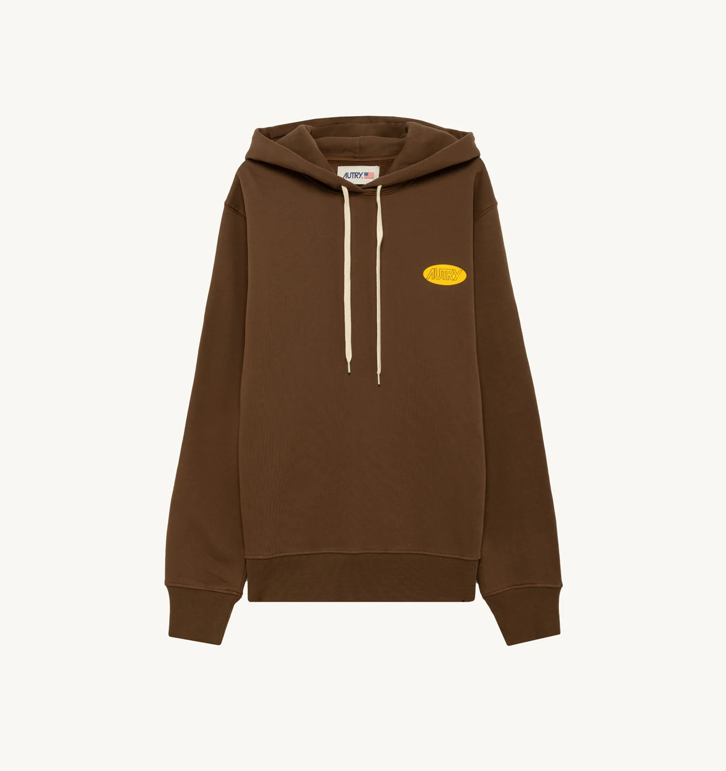 HOODIE IN BROWN JERSEY WITH PRINTED LOGO