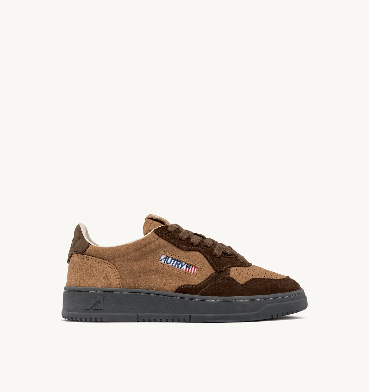 MEDALIST LOW SNEAKERS IN DARK AND LIGHT BROWN SUEDE