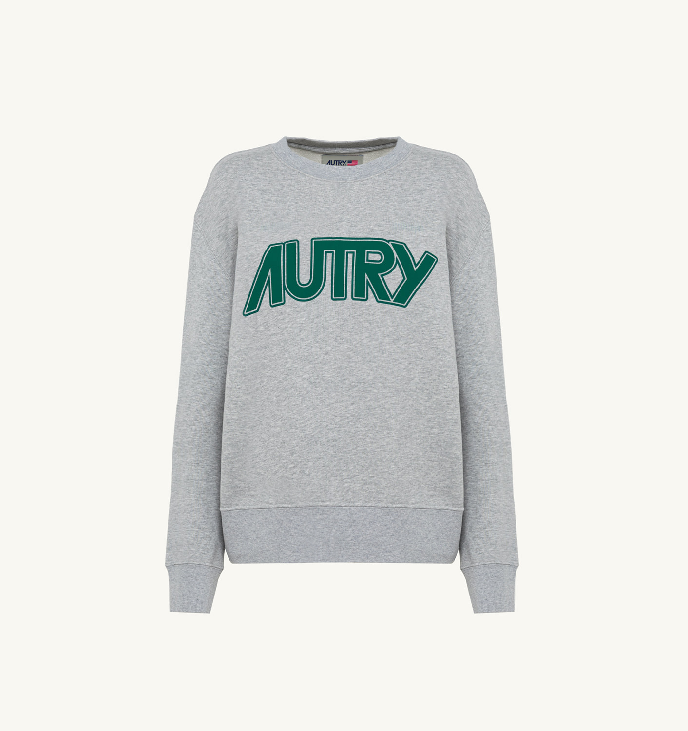 CREW NECK SWEATSHIRT IN MELANGE GRAY COTTON