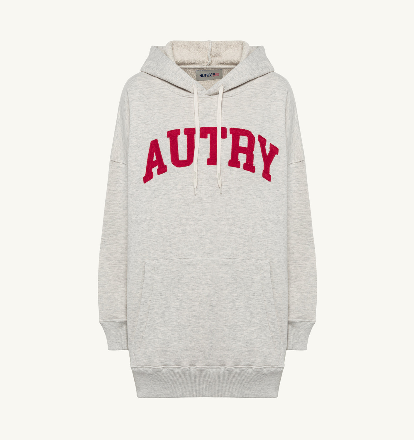 MELANGE GRAY HOODED SWEATSHIRT DRESS WITH EMBROIDERY LOGO